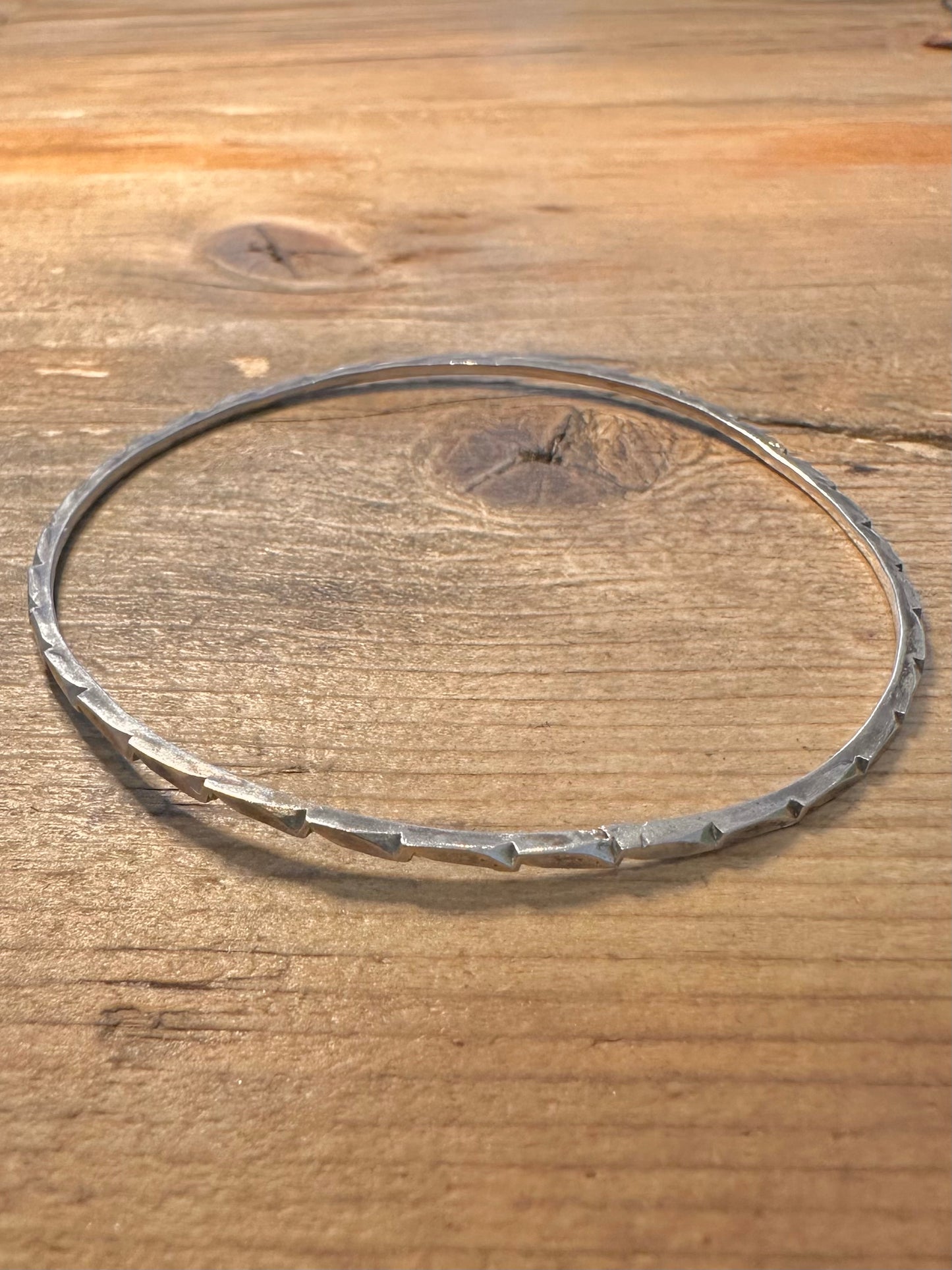 Vintage Textured 925 Silver Bangle