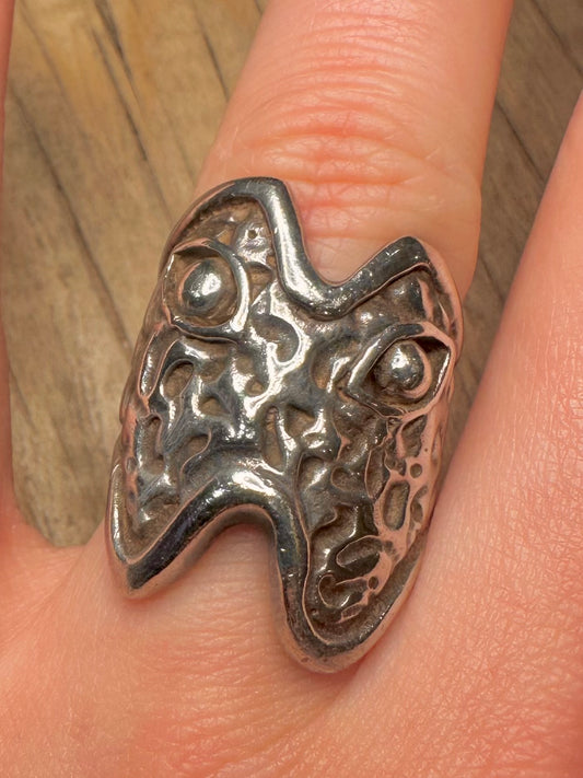 Abstract Textured Face 925 Sterling Silver Size P1/2 Ring
