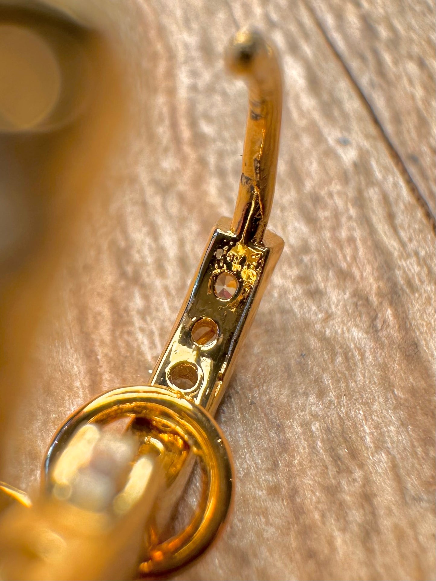 Modern CZ Stone and Green Heart Gold on 925 Sterling Silver Earrings