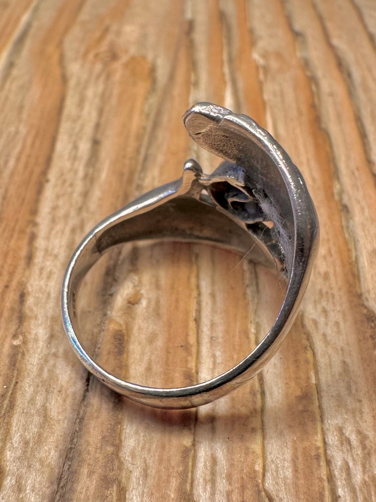Moderner Zwei-Hände Ying und Yang 925er Sterling Silber Ring Größe L