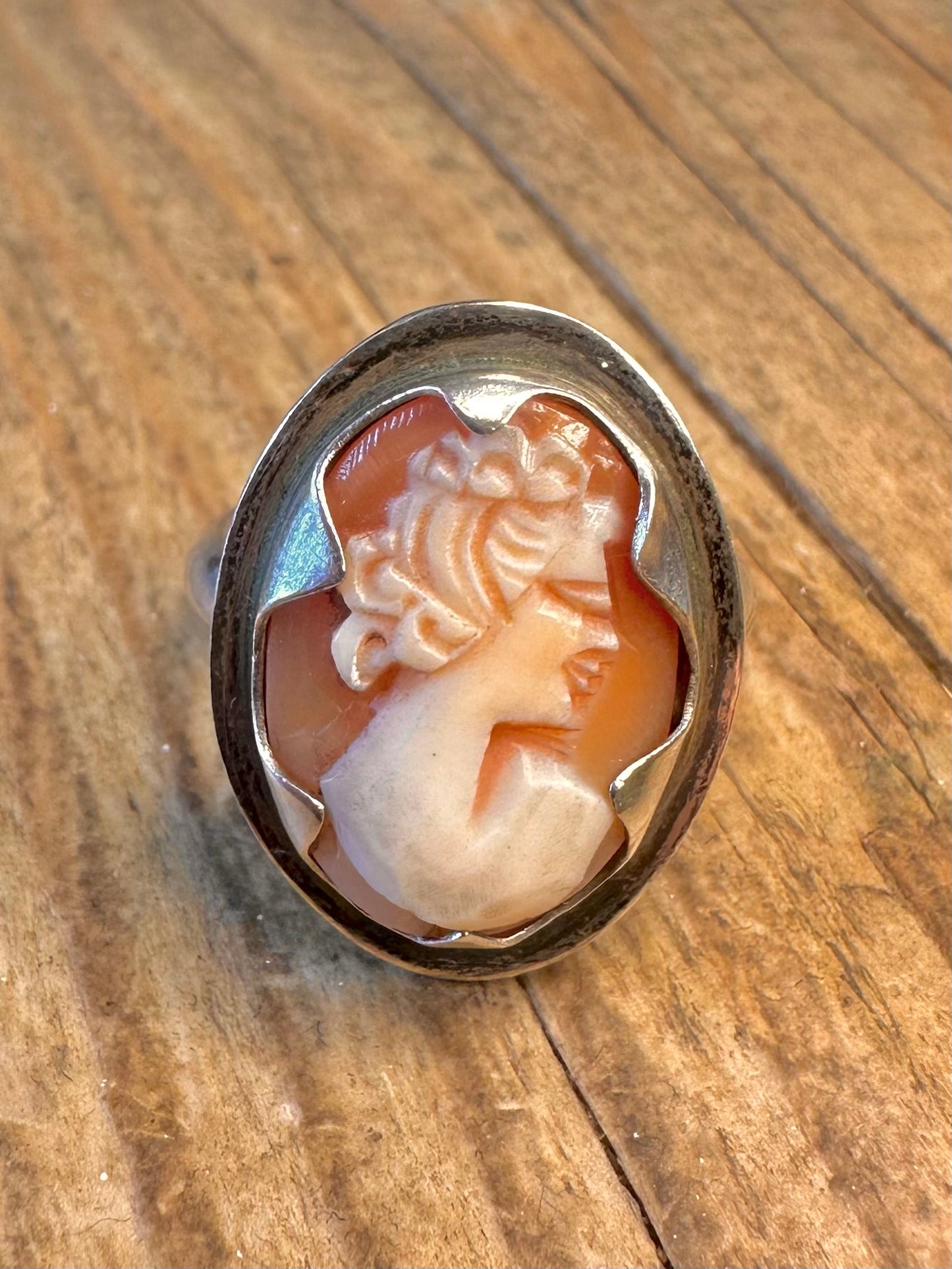 Cameo 1975 Cabochon 925 Sterling Silver Size O1/2 Ring