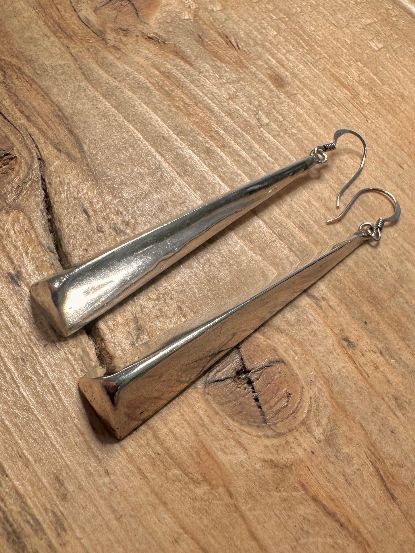 Abstract Contemporary Long Dangle 925 Silver Earrings