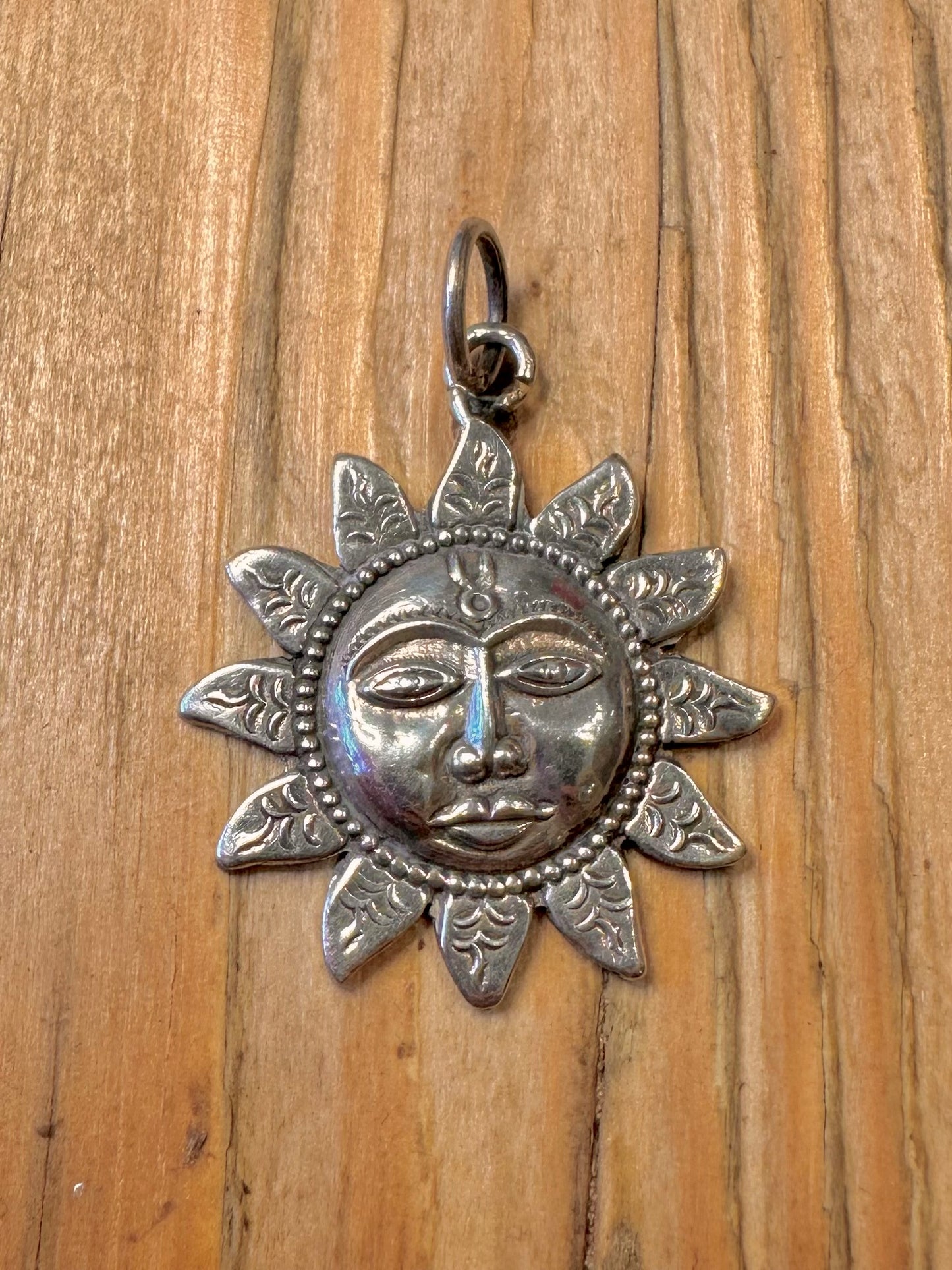 Vintage Sun Face 925 Sterling Silver Pendant