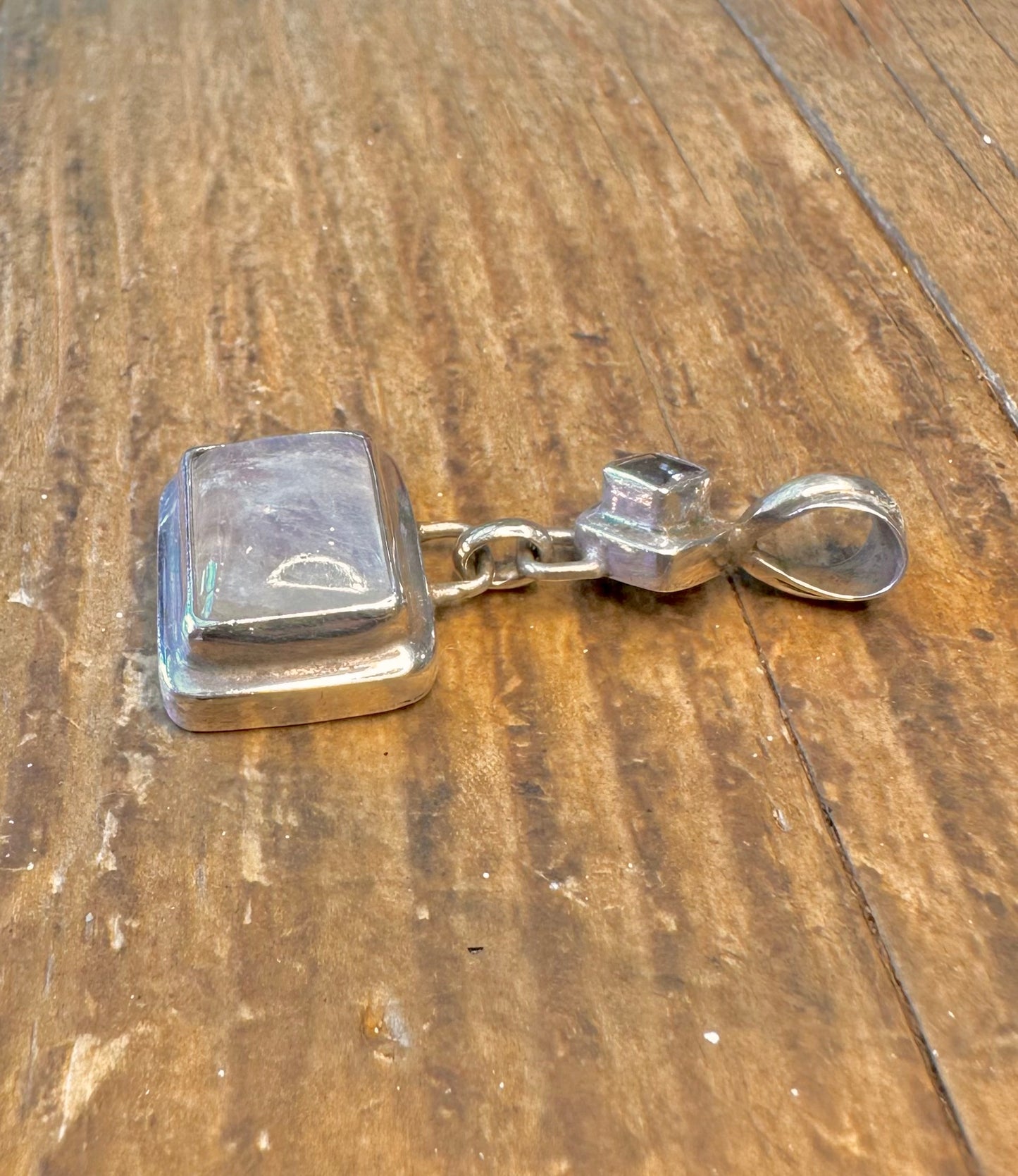 Dark Blue and Moonstone 925 Sterling Silver Pendant