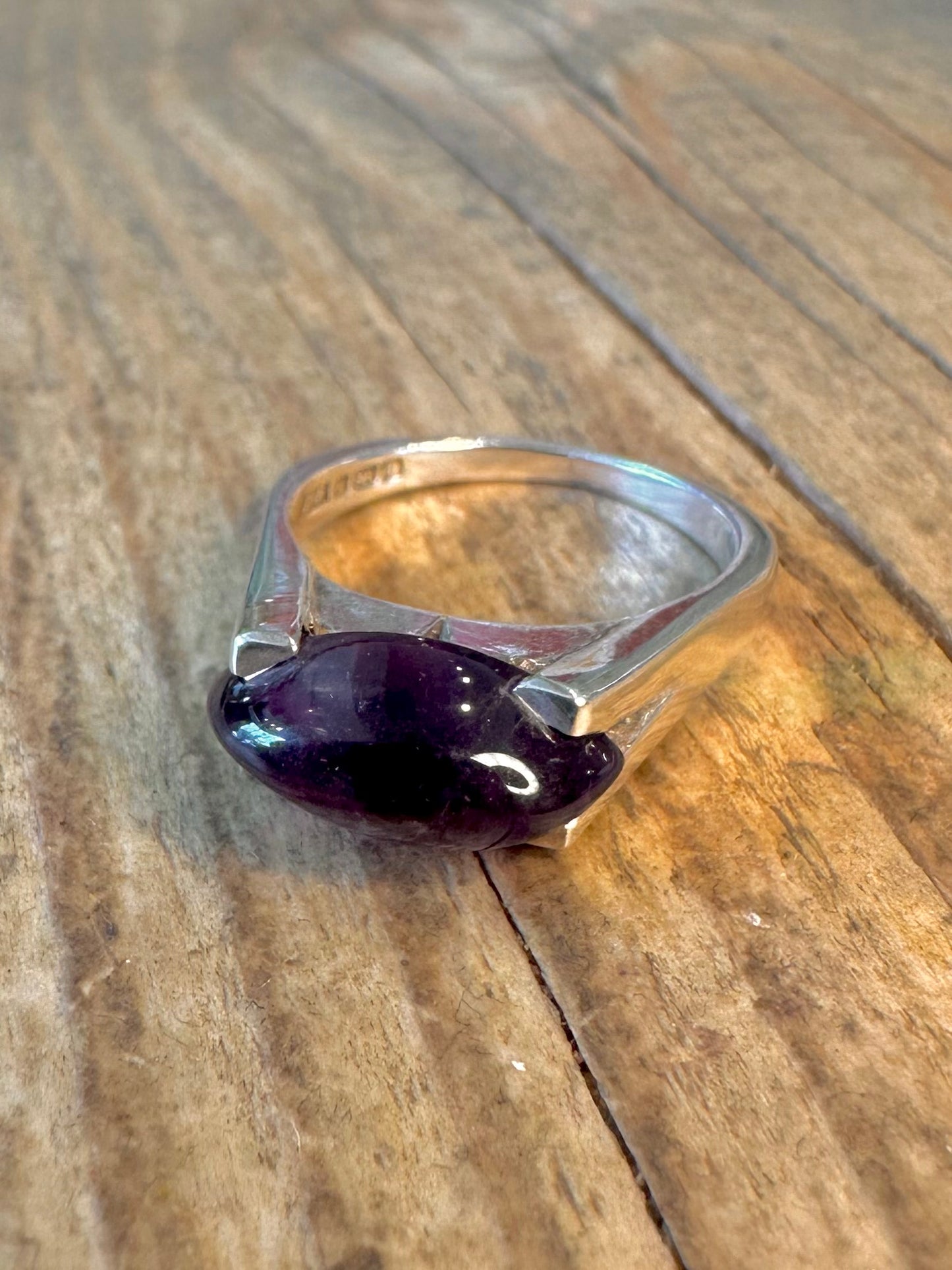 Abstract 1993 Amethyst 925 Sterling Silver Size O Ring