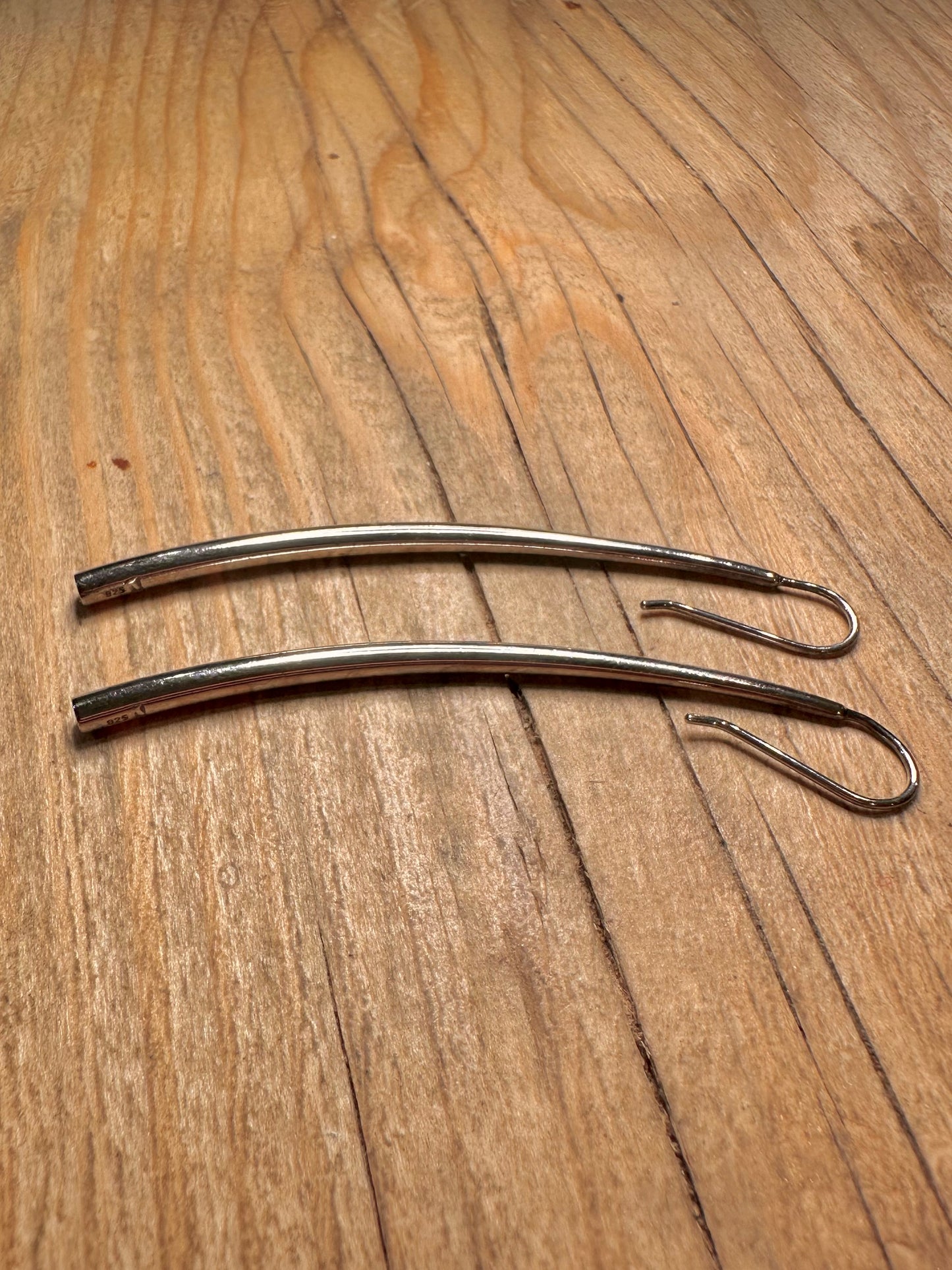Modernist Long Bar 925 Sterling Silver Earrings