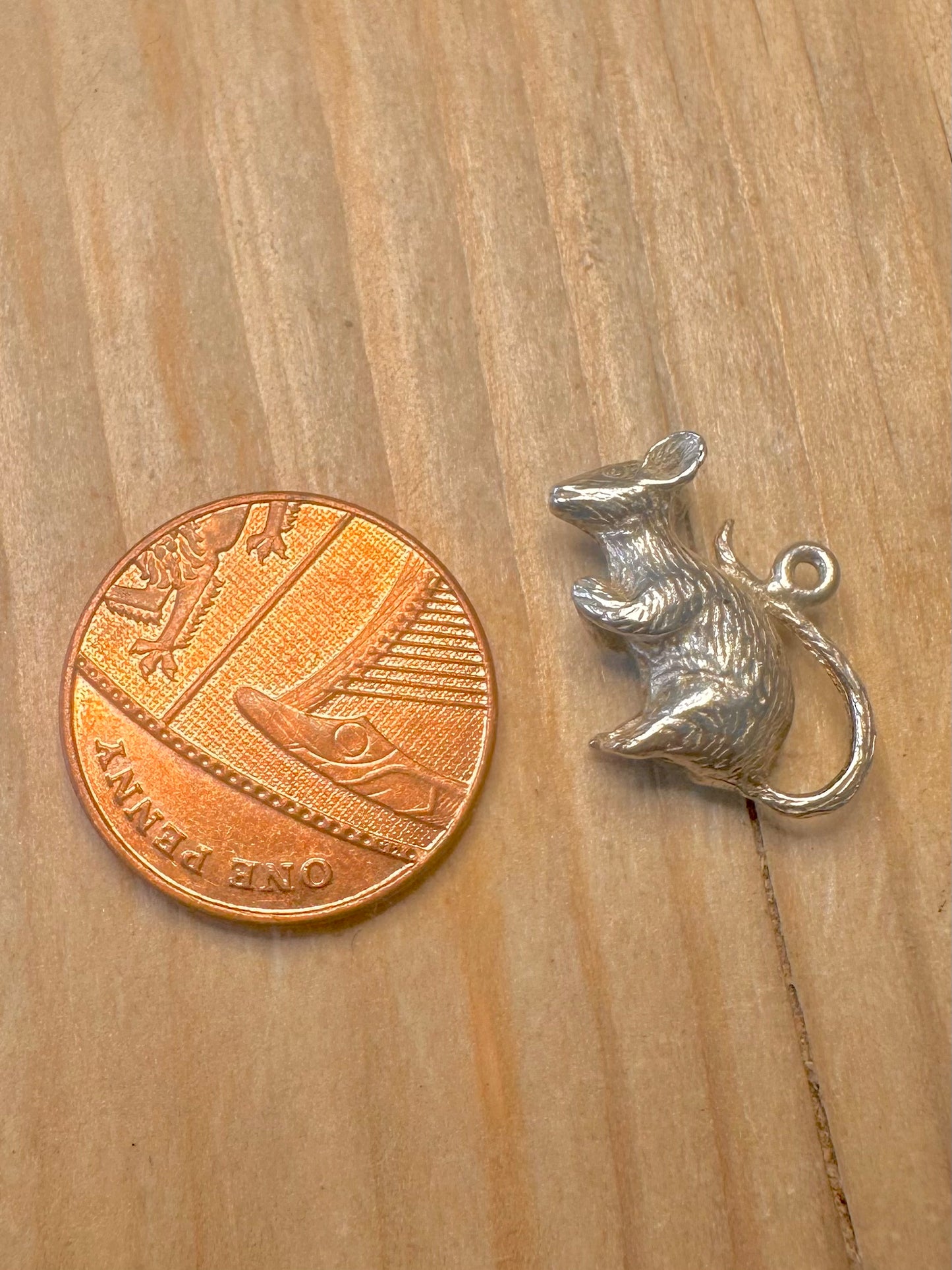 Vintage Mouse 925 Silver Charm Pendant