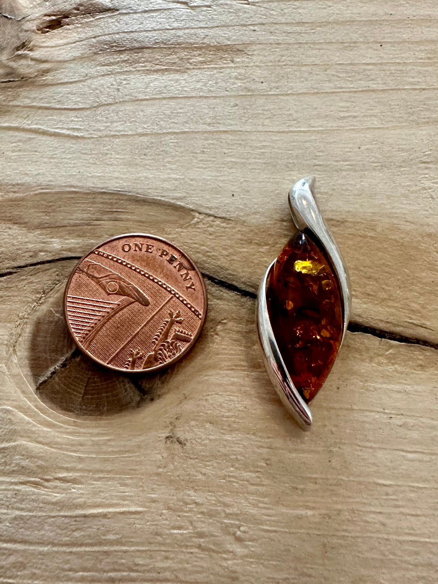 Abstract Amber 925 Silver Pendant