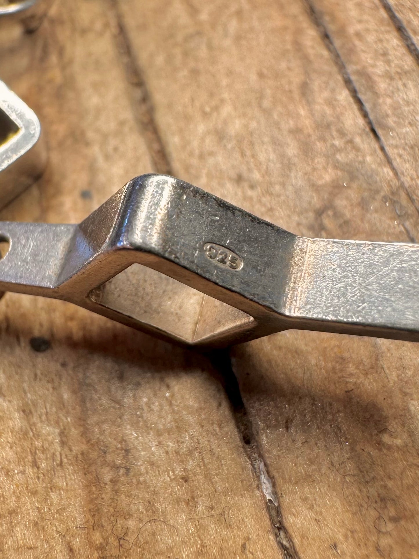 Abstrakter Jorma Laine Ruutu Finnland Quadratisches 925er Sterlingsilber 8,5-Zoll-Armband von 1973