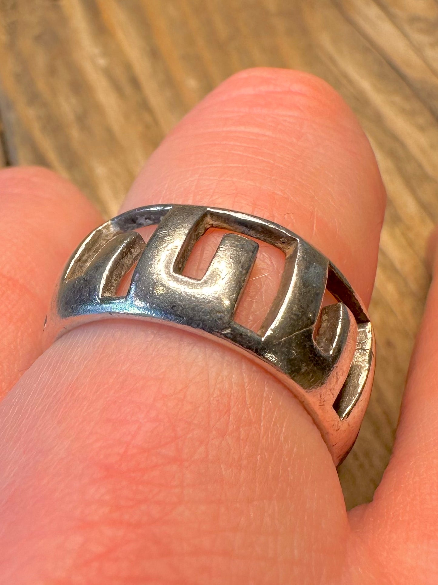 Griechische Mäander-Ring, 925er Sterlingsilber, Größe T1/2