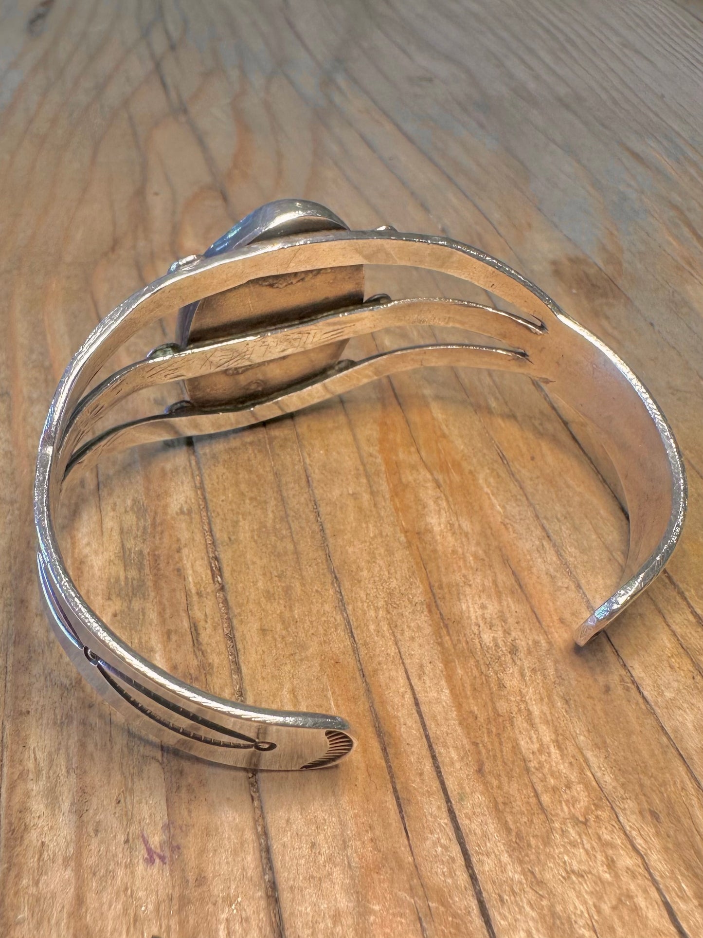 Vintage Native American Navajo Large Turquoise with Brown Matrix Heavy Gauge 925 Sterling Silver Cuff Bangle