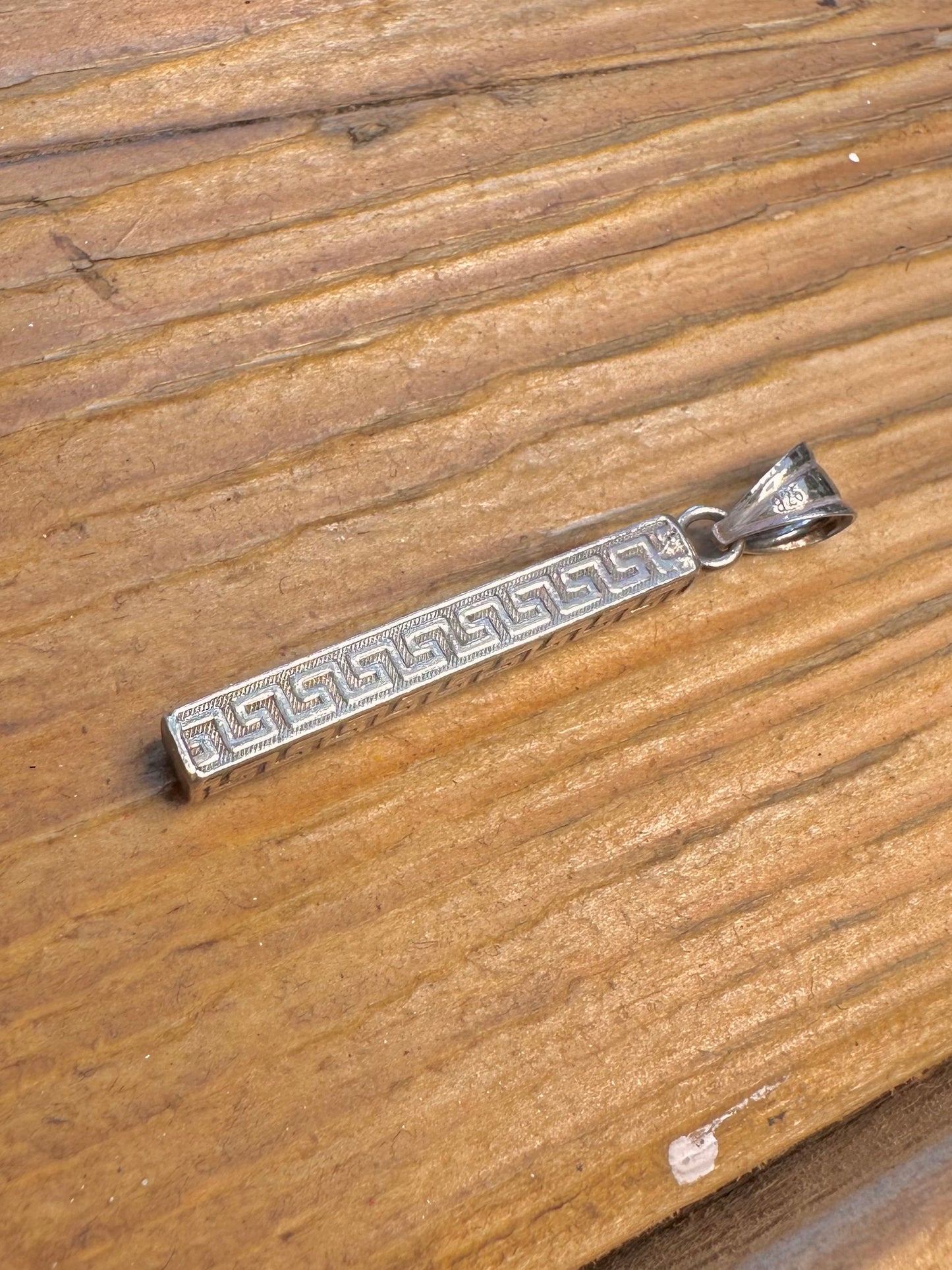 Greek Key Bar 925 Sterling Silver Pendant