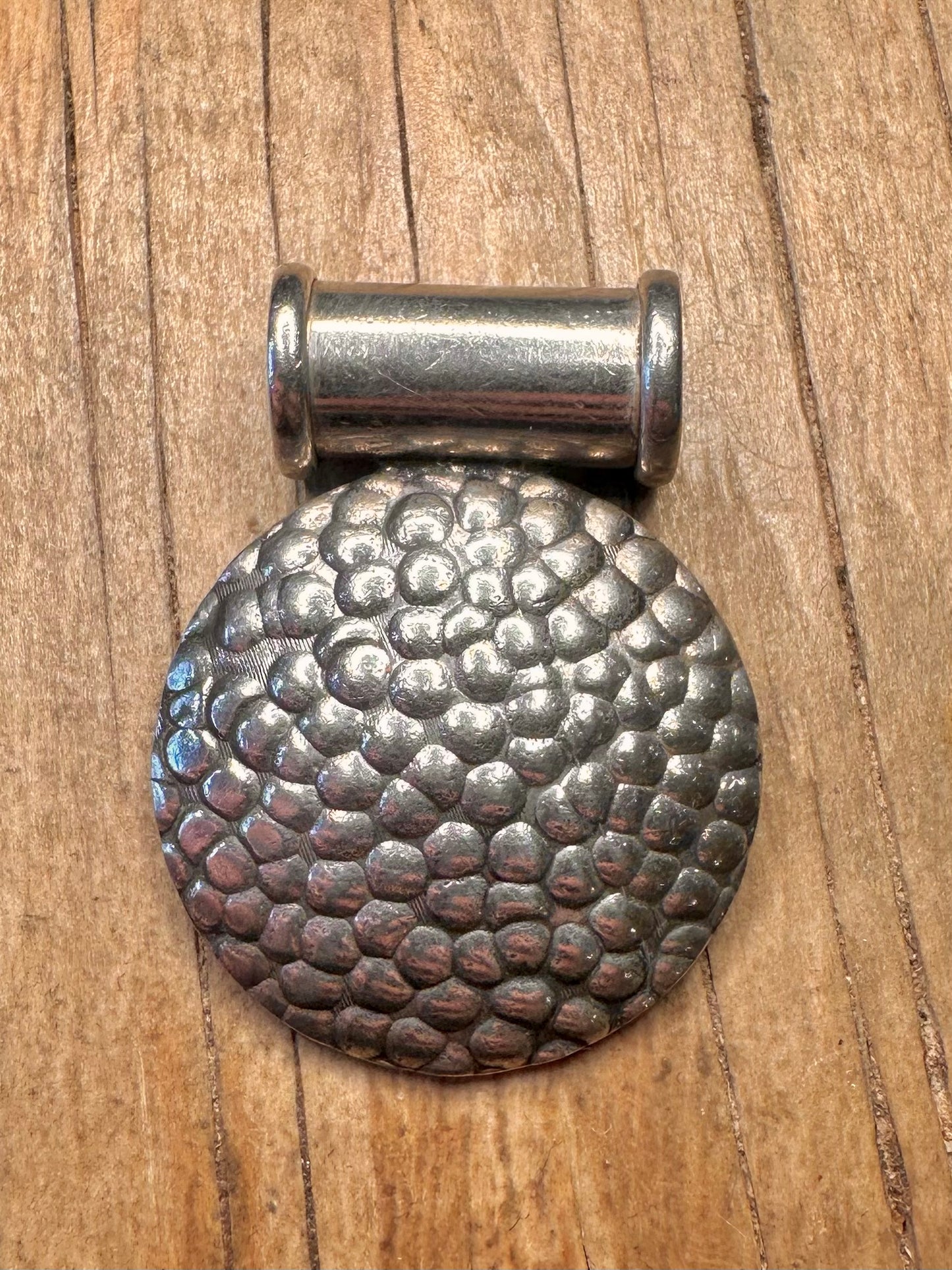 Modernist Blasen-Effekt Texturierter Kreis 925 Sterling Silber Anhänger