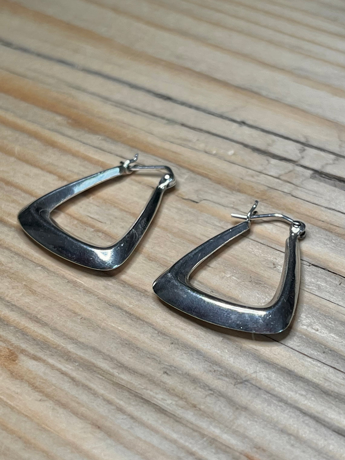 Chunky Geometric Creole 925 Sterling Silver Hoop Earrings