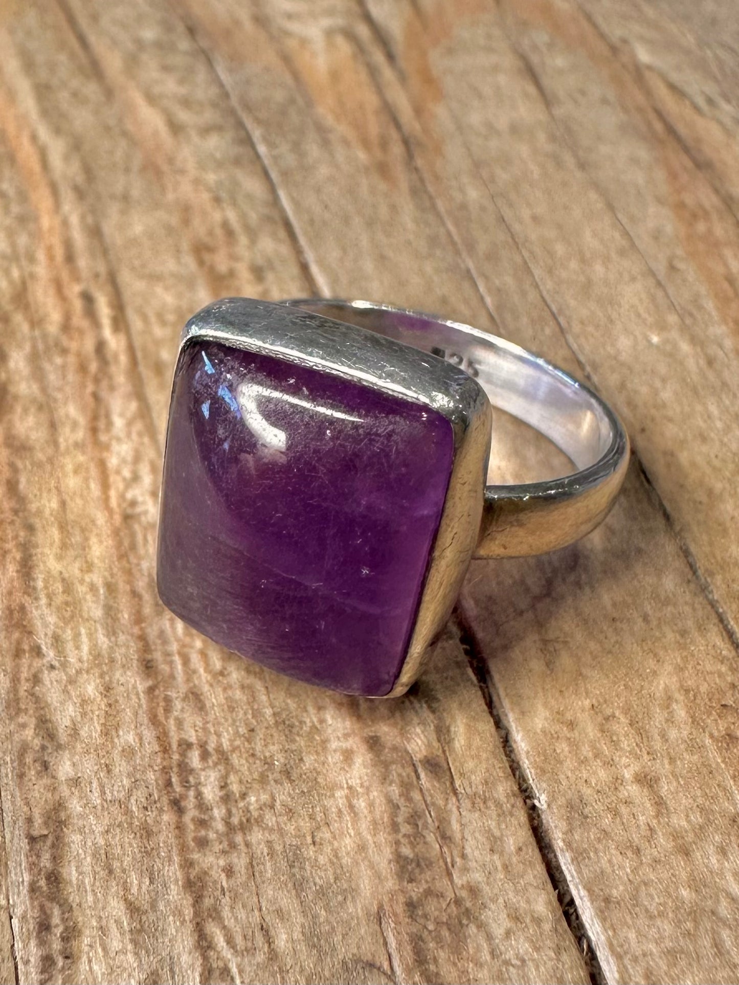 Vintage Amethyst Square 925 Sterling Silver Size O Ring