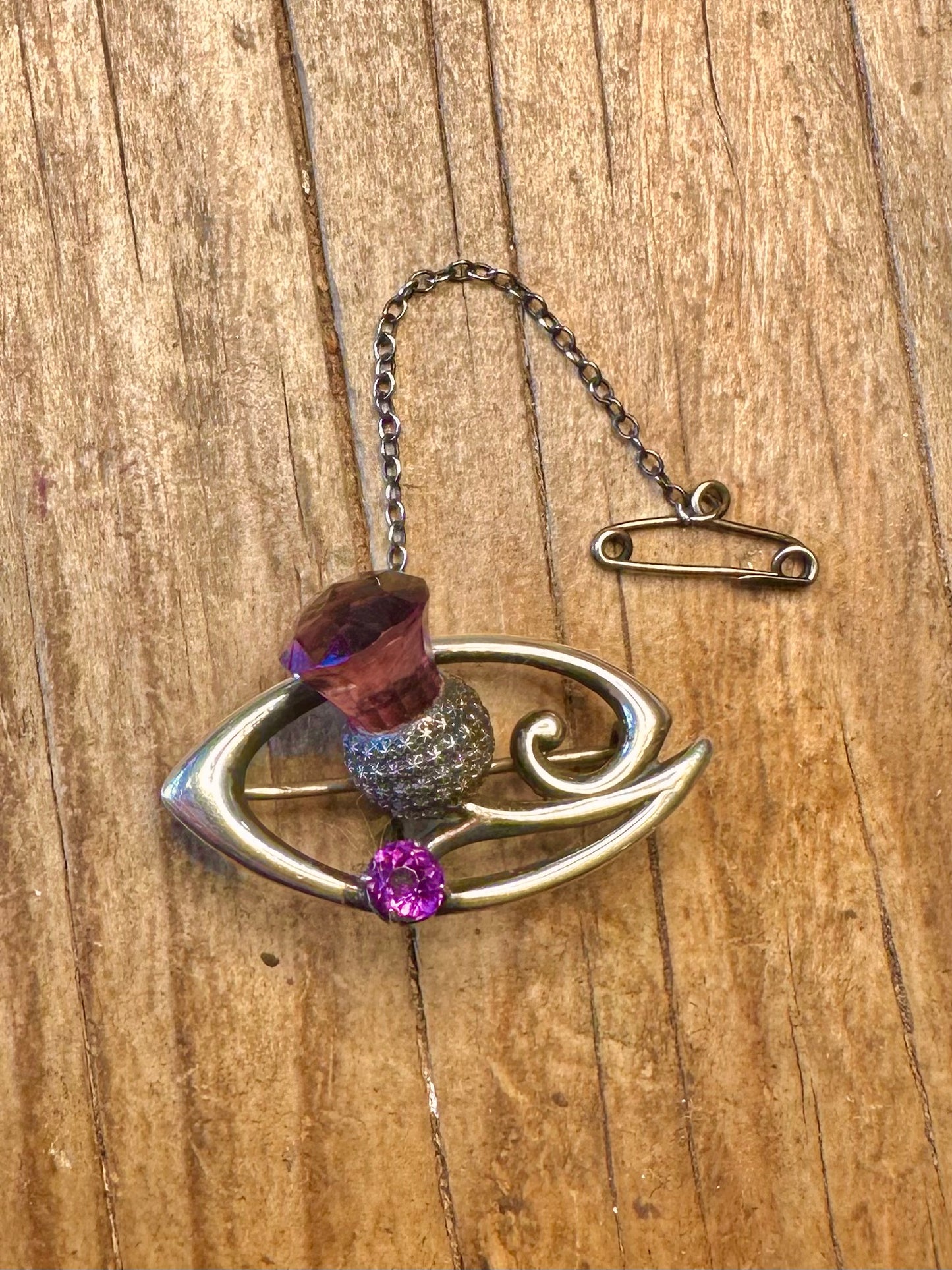 Charles Horner 1900’s Chester Amethyst Arts and Crafts 925 Sterling Silver Brooch