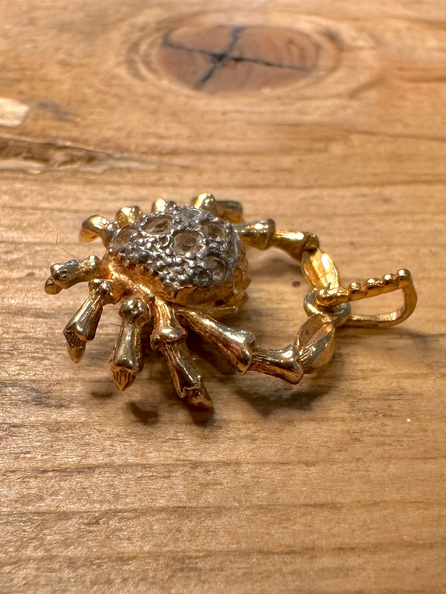 Vintage Crab Cancer Gold on 925 Silver Pendant