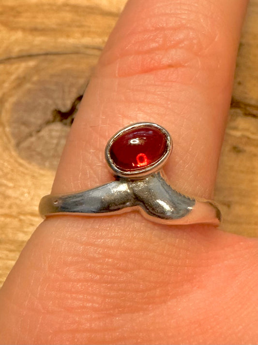 Modern Garnet 925 Silver Size P Ring