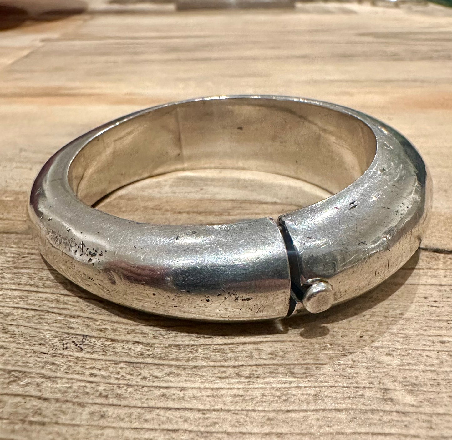 Vintage Chunky Abstract Mexico 925 Silver Bangle