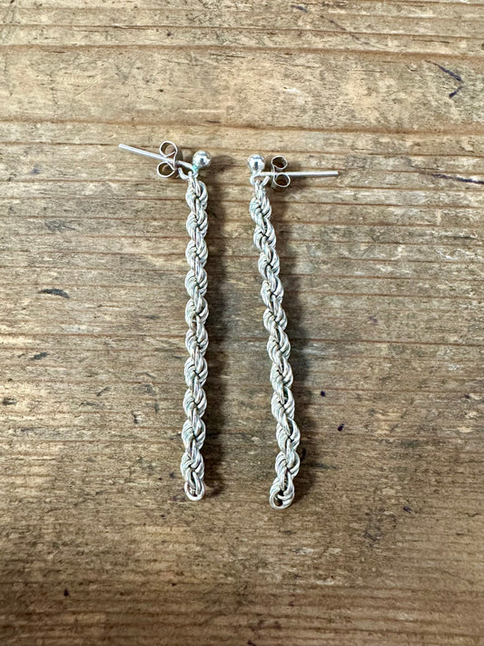 Vintage Rope Chain 925 Silver Earring
