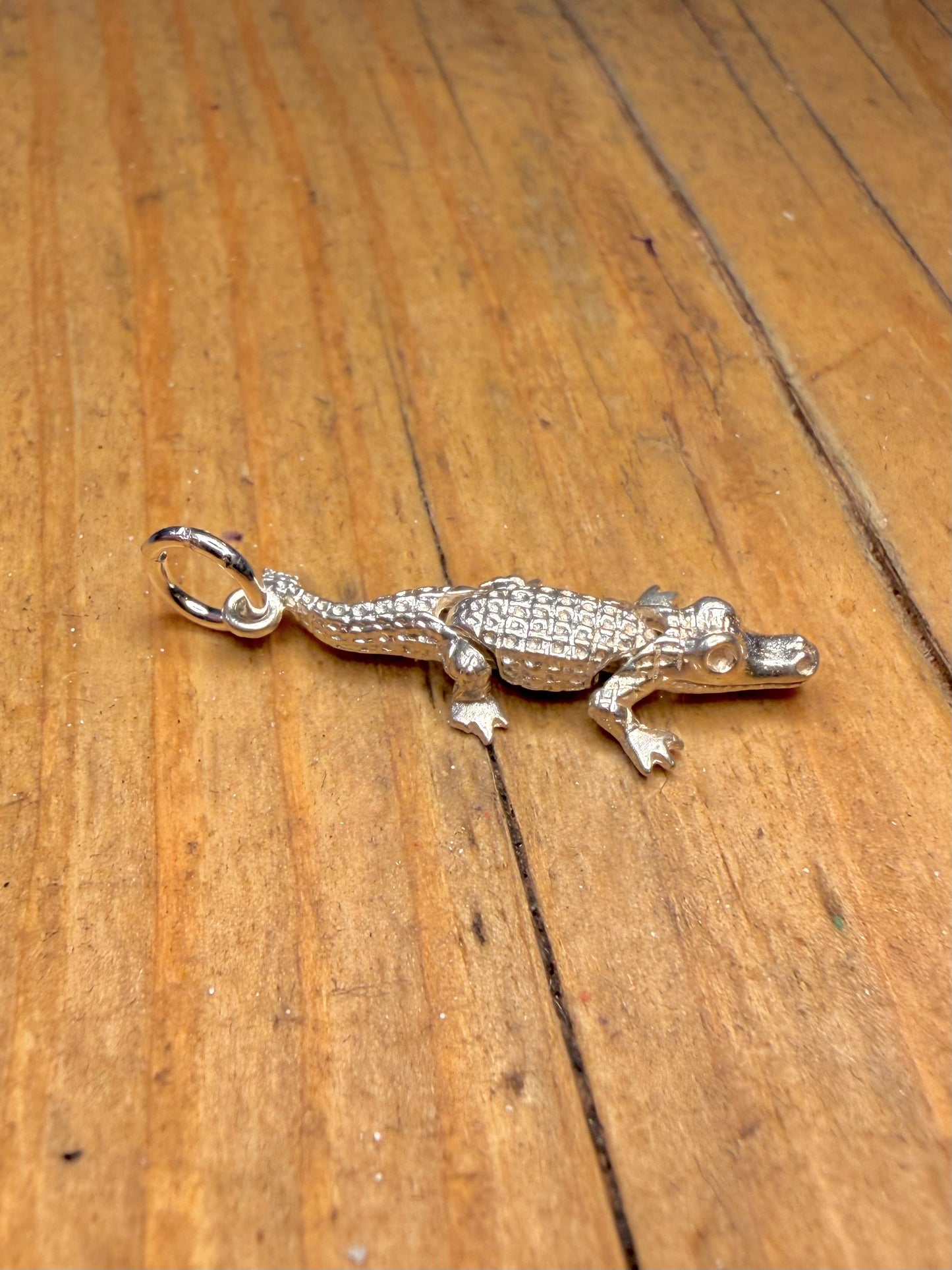 Articulated Alligator Charm 925 Sterling Silver Pendant