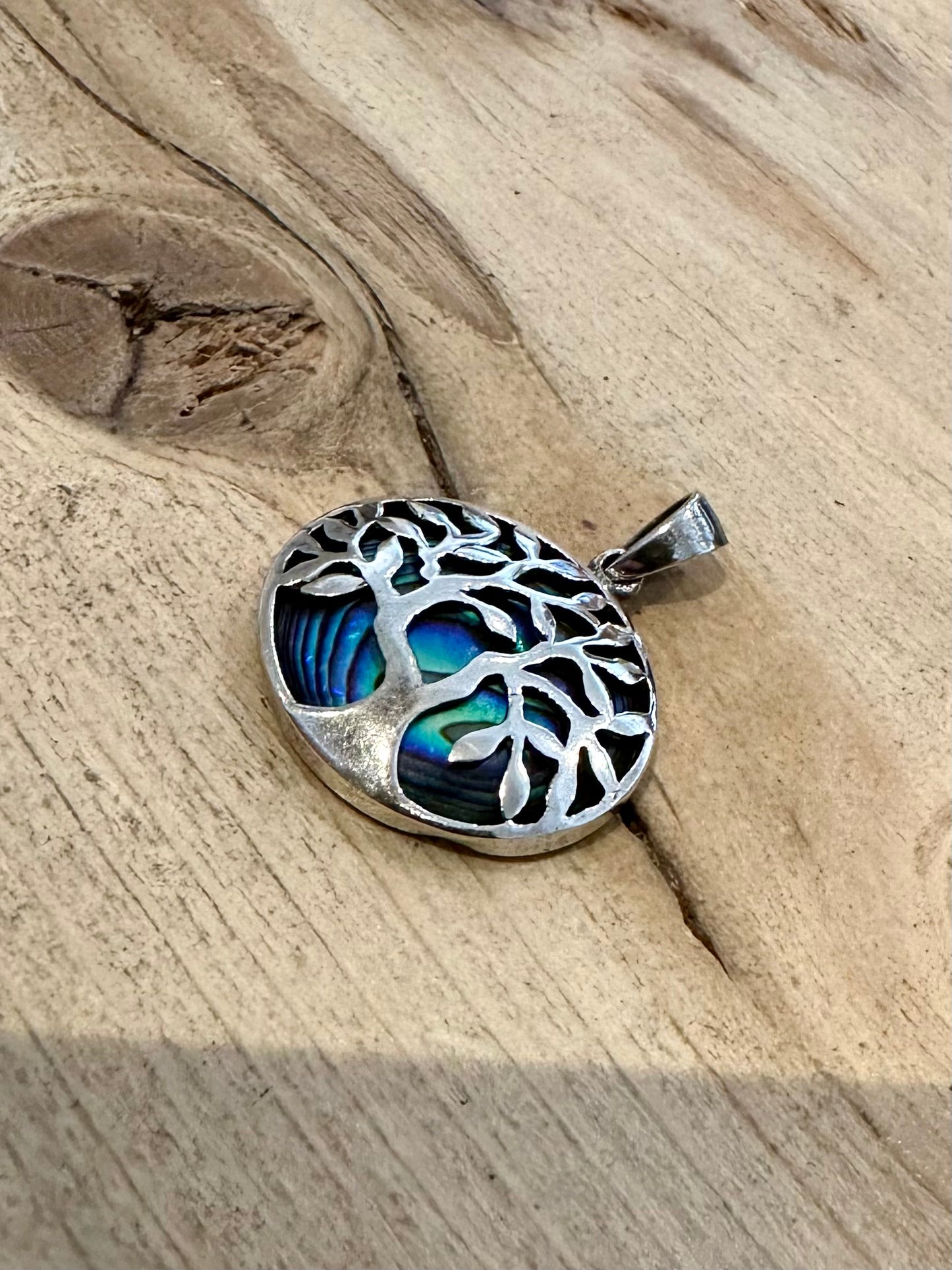 Vintage Abalone Tree 925 Silver Pendant