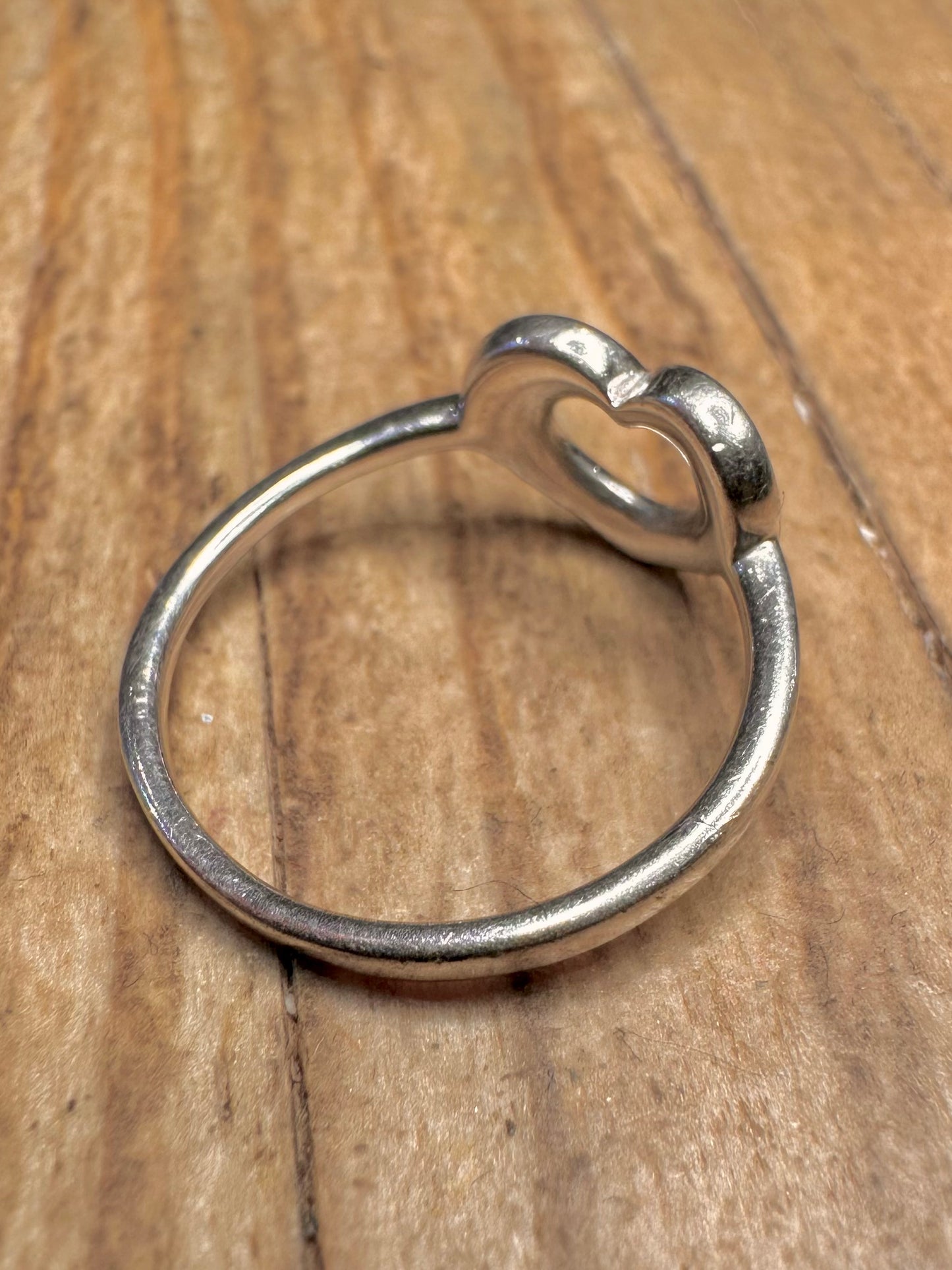 Vintage Heart Diamond 925 Sterling Silver Size L1/2 Ring