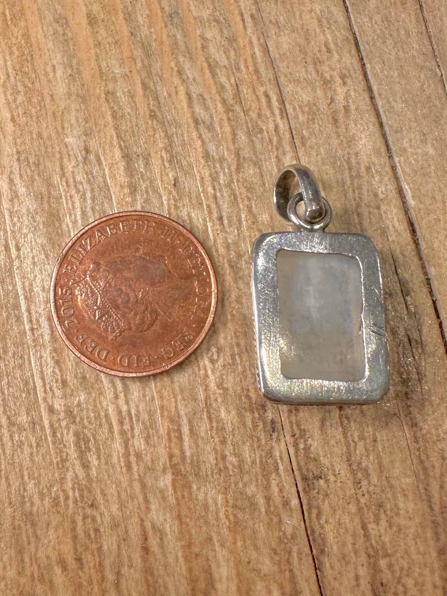 Vintage Moonstone Rectangle 925 Sterling Silver Pendant
