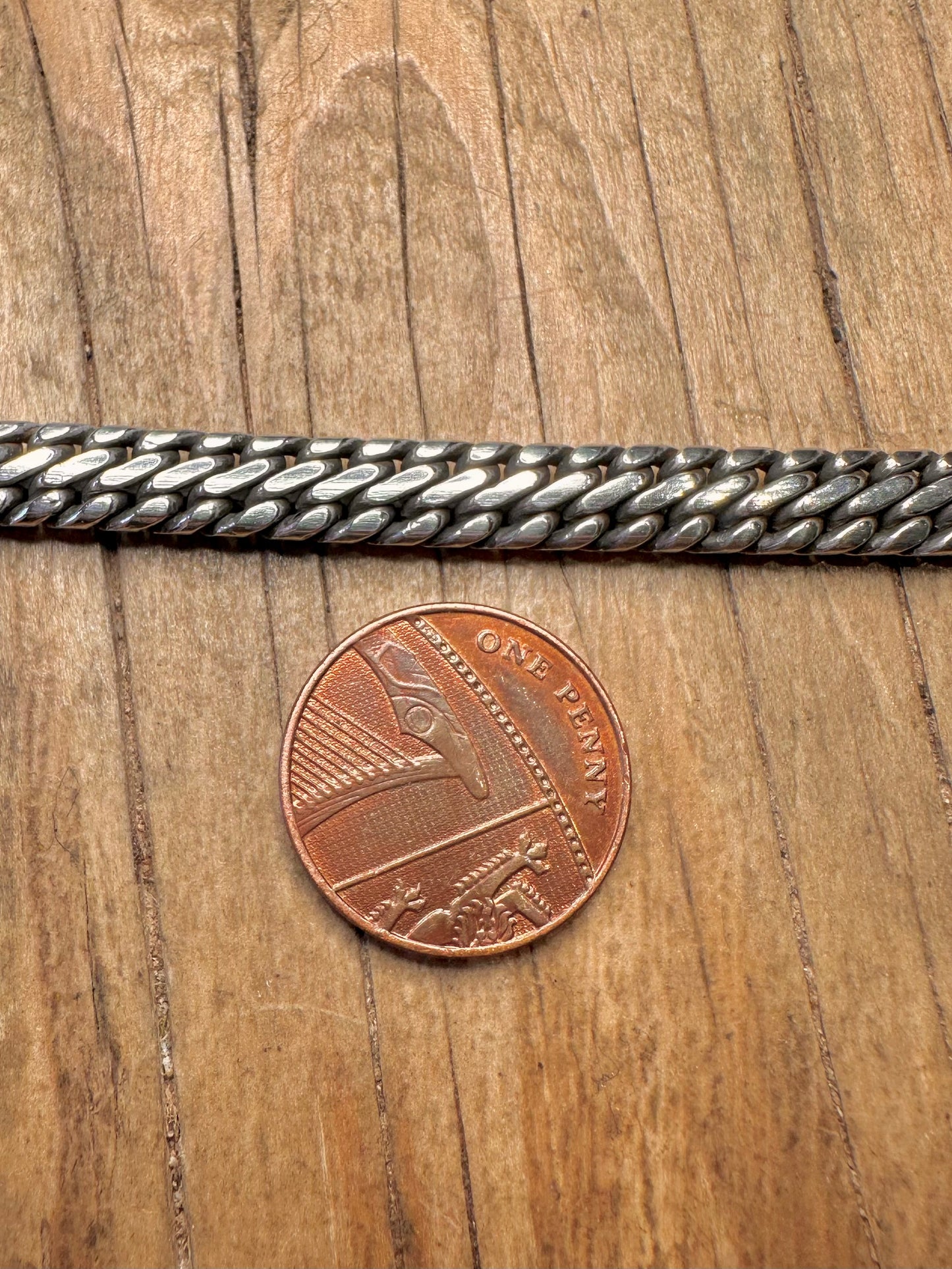 Vintage Woven Chain 925 Sterling Silver 7.2 inch Bracelet