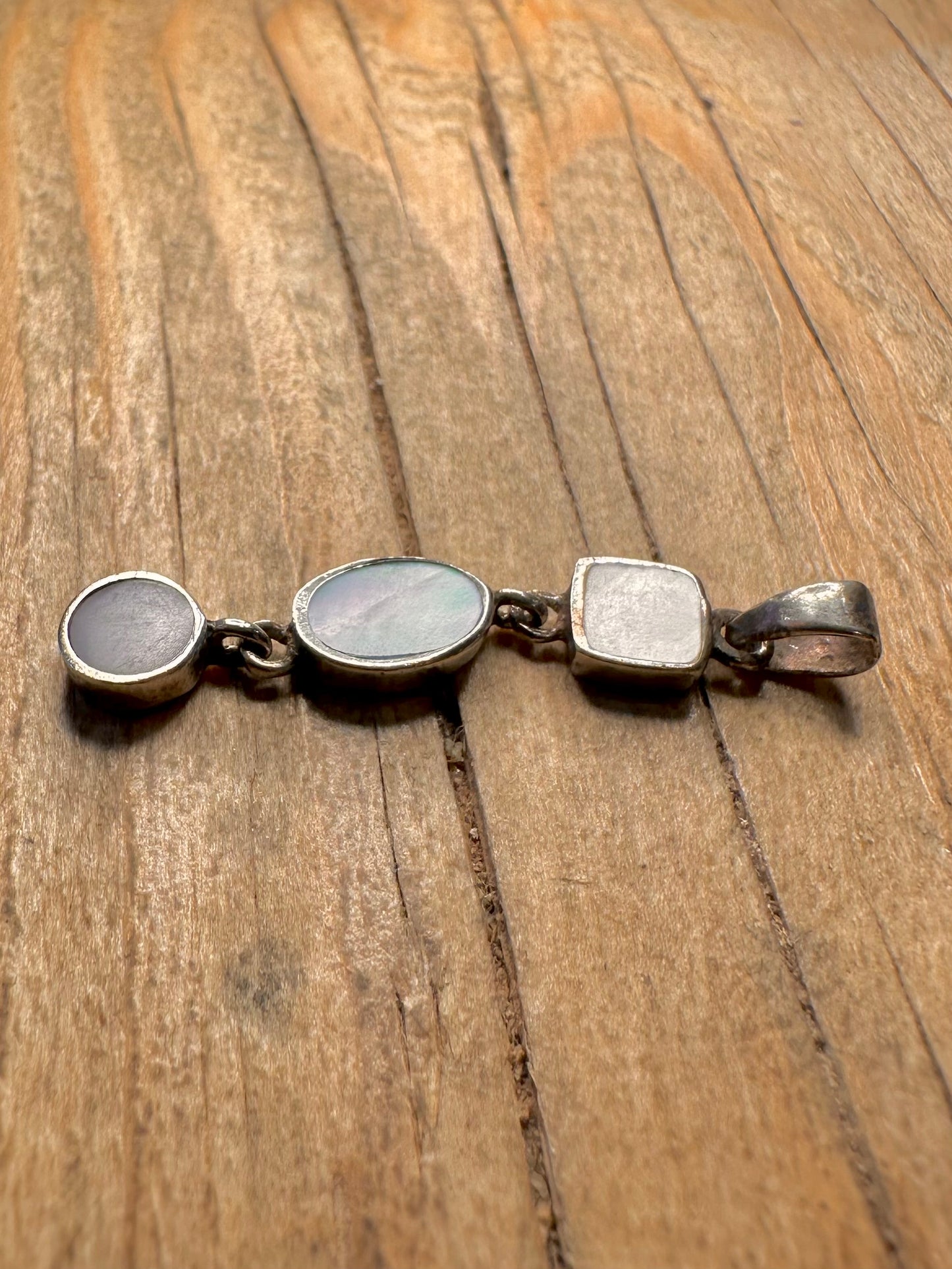 Modernist Mother of Pearl 925 Sterling Silver Pendant