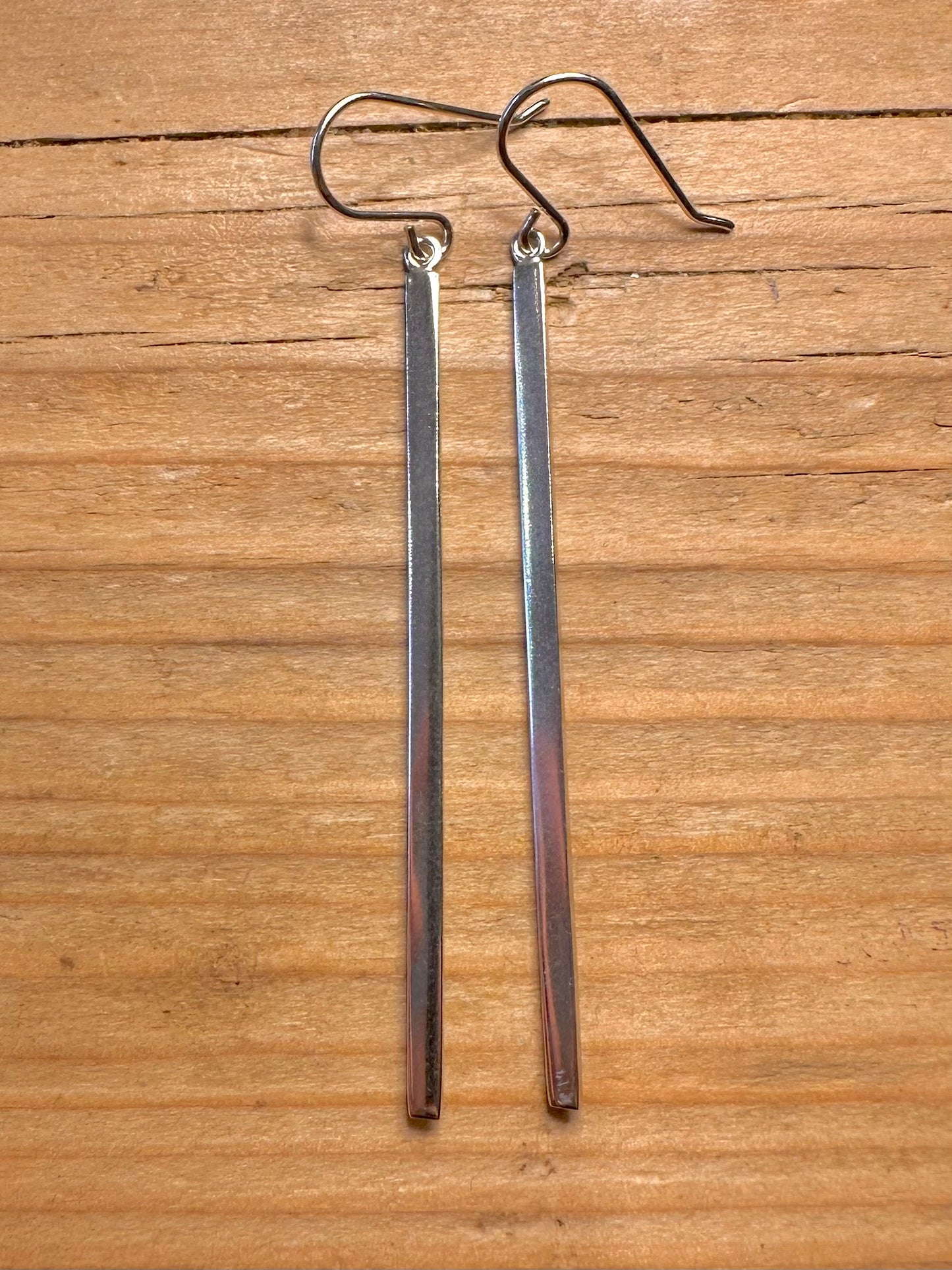 Modernist Long Bar 925 Sterling Silver Earrings