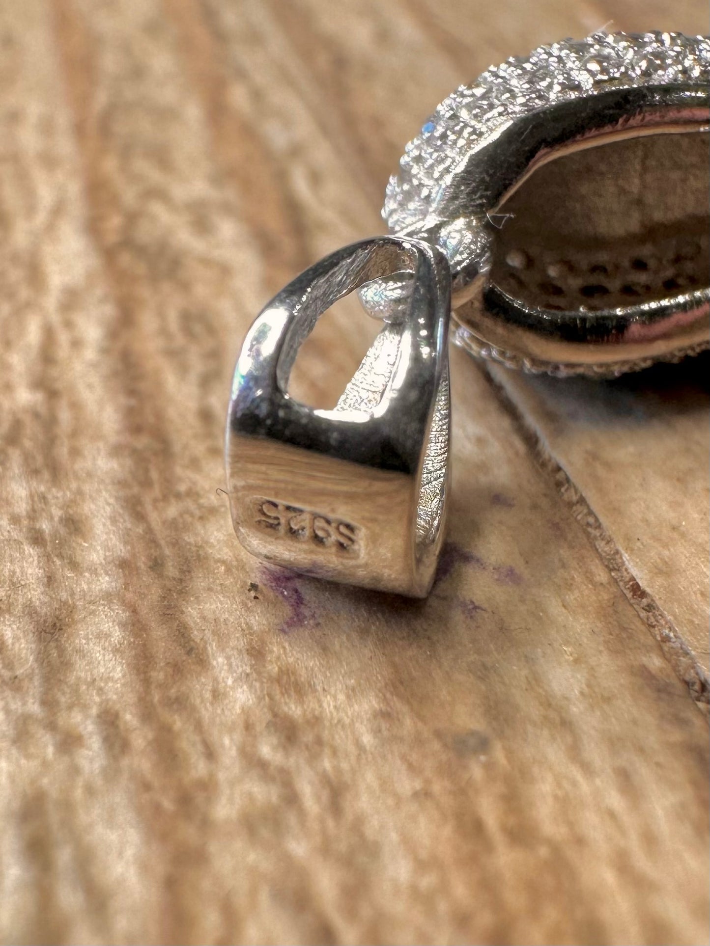 Modern CZ White Stones High Heel 925 Sterling Silver Pendant