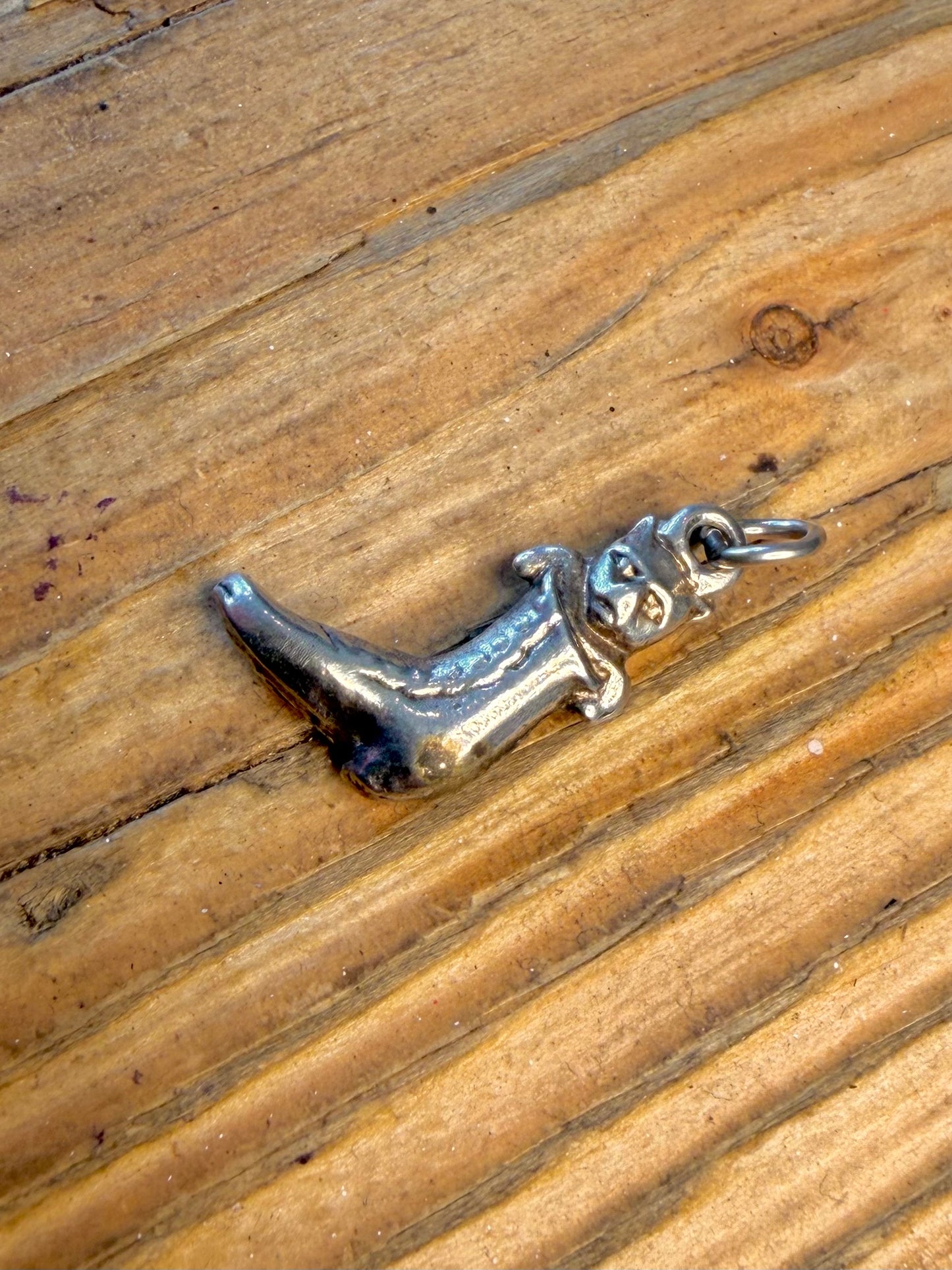 Cat in a Boot Charm 925 Sterling Silver Pendant