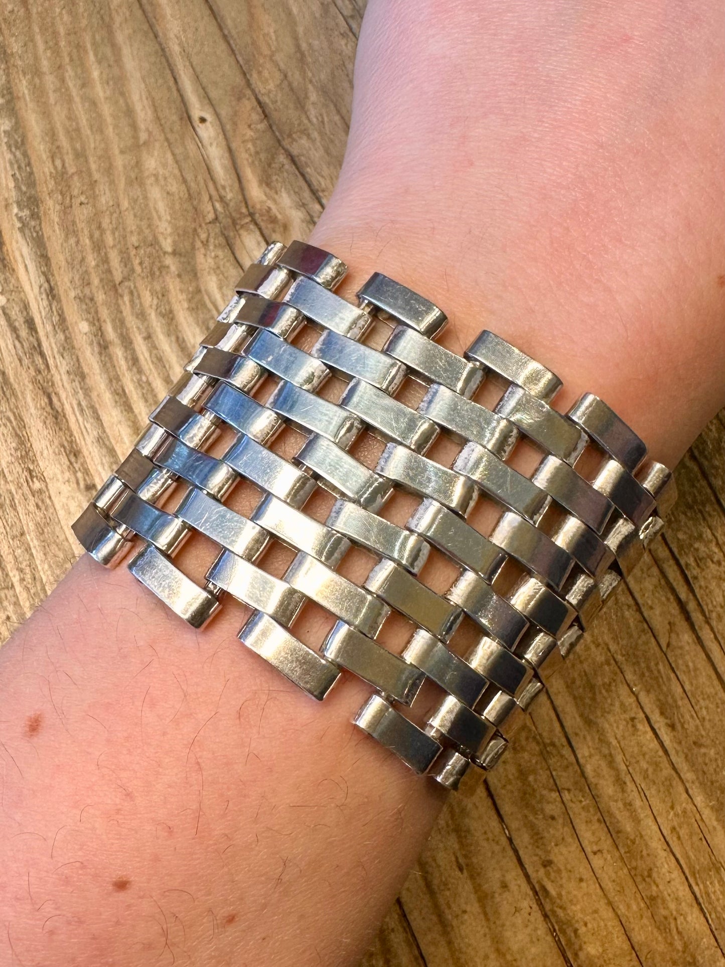 Chunky Wide Link Mexico TD-31 925 Sterling Silver 8.1 inch Bracelet