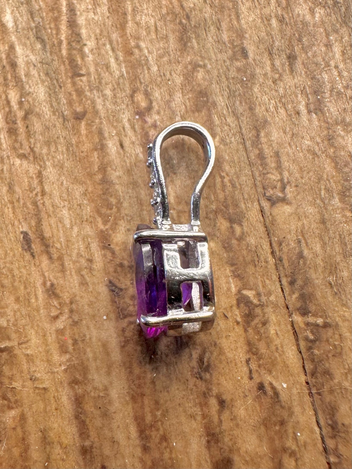 Amethyst and CZ 925 Sterling Silver Pendant