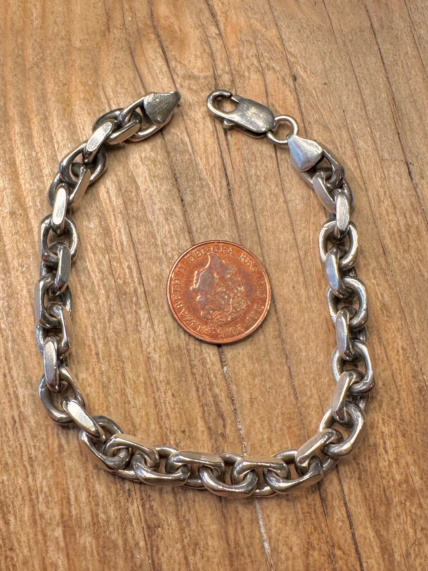 Vintage klobige Panzerkette 925er Sterlingsilber 21,3 cm Armband