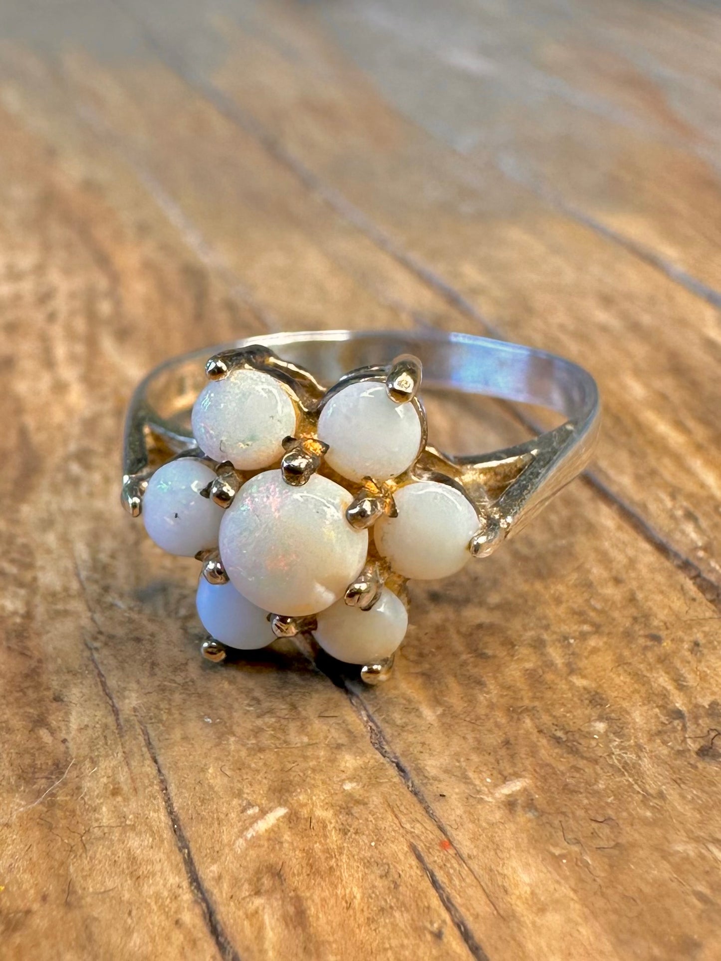 Opal-Cluster 1978 Hersteller RJC 925 Sterlingsilber Größe M Ring