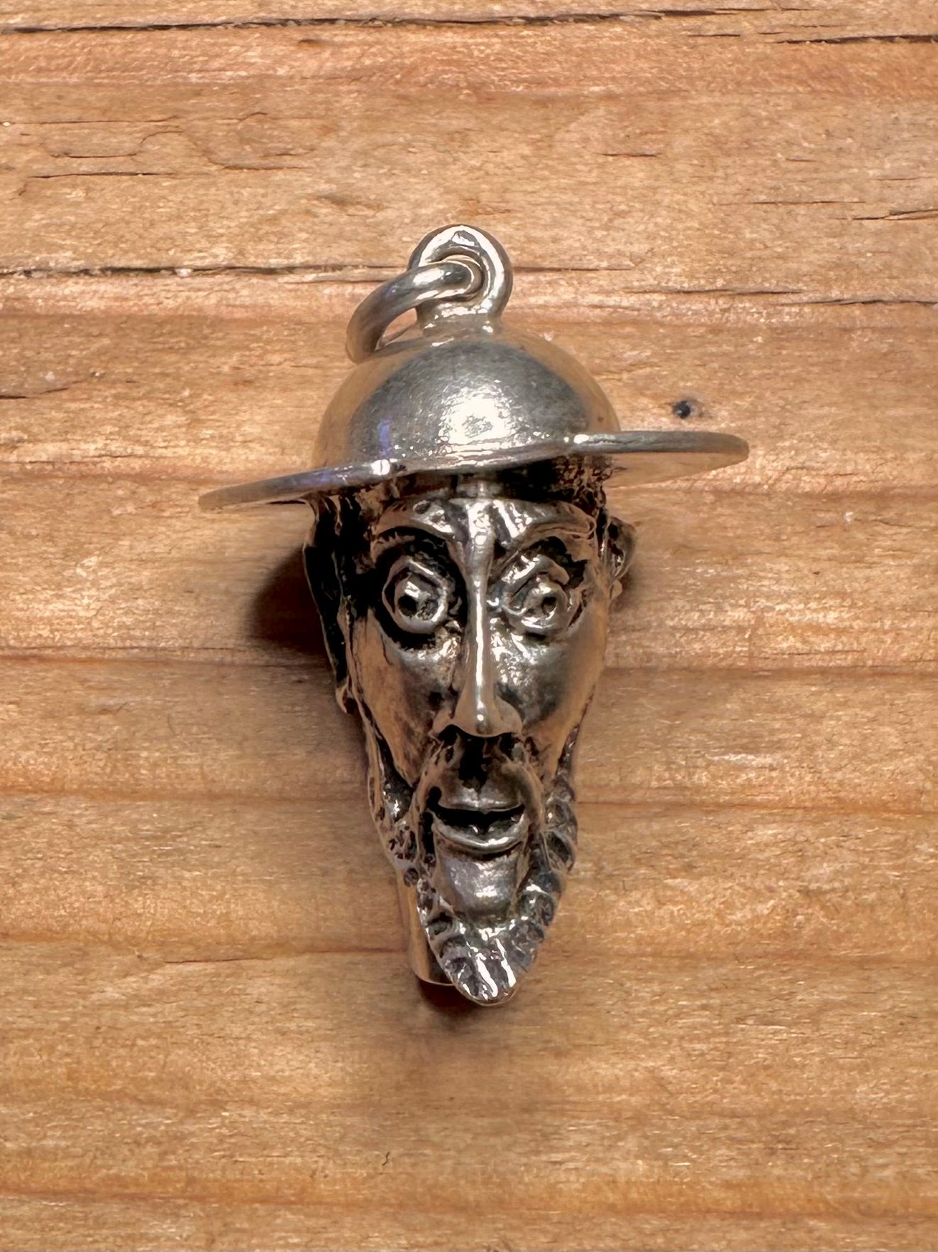 Vintage Don Quijote Kopf 925 Sterling Silber Anhänger