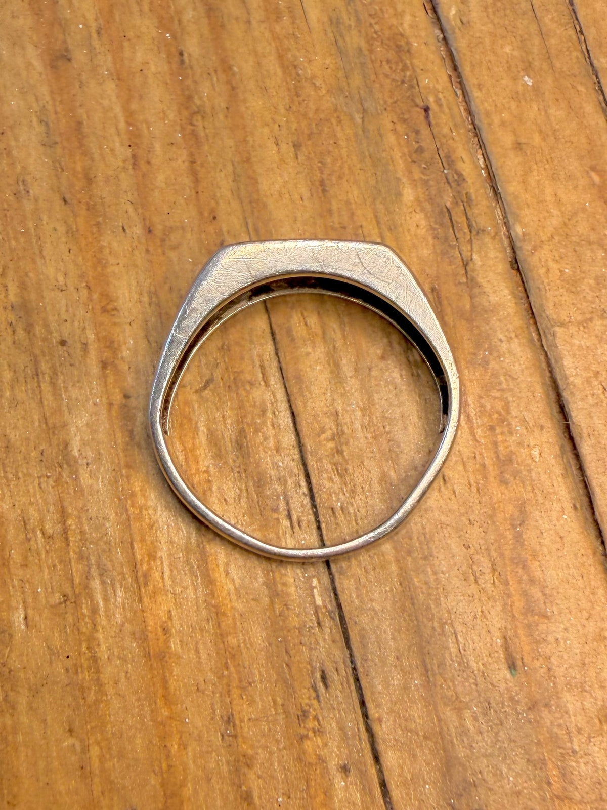 Rectangle Signet Diamond 925 Sterling Silver Size U1/2 Ring