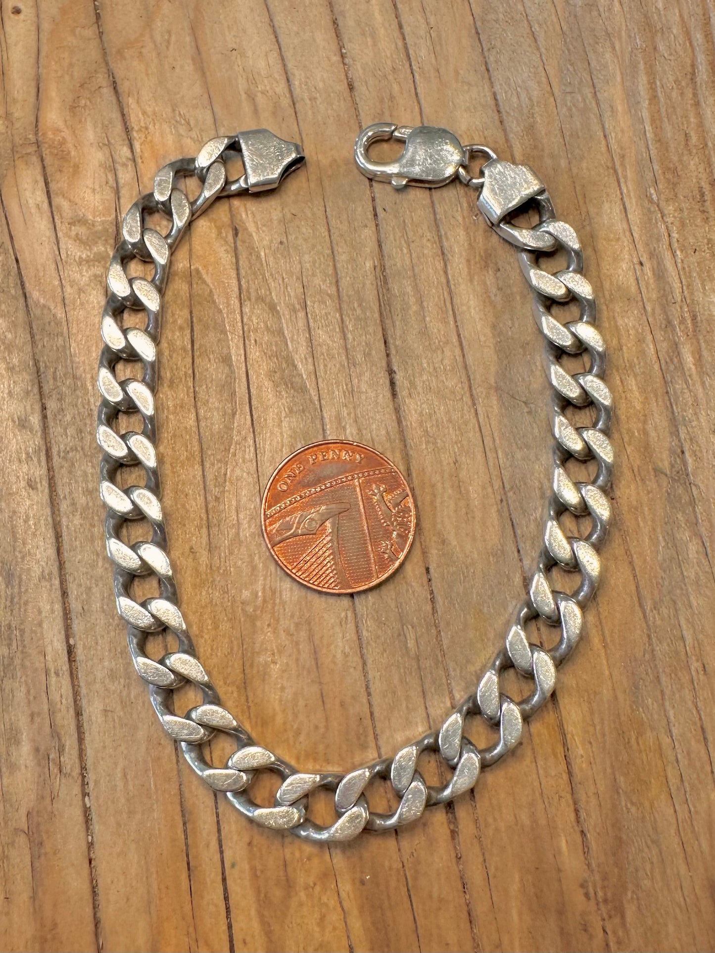 Vintage Curb Chain 925 Sterling Silver 9.3 inch Bracelet