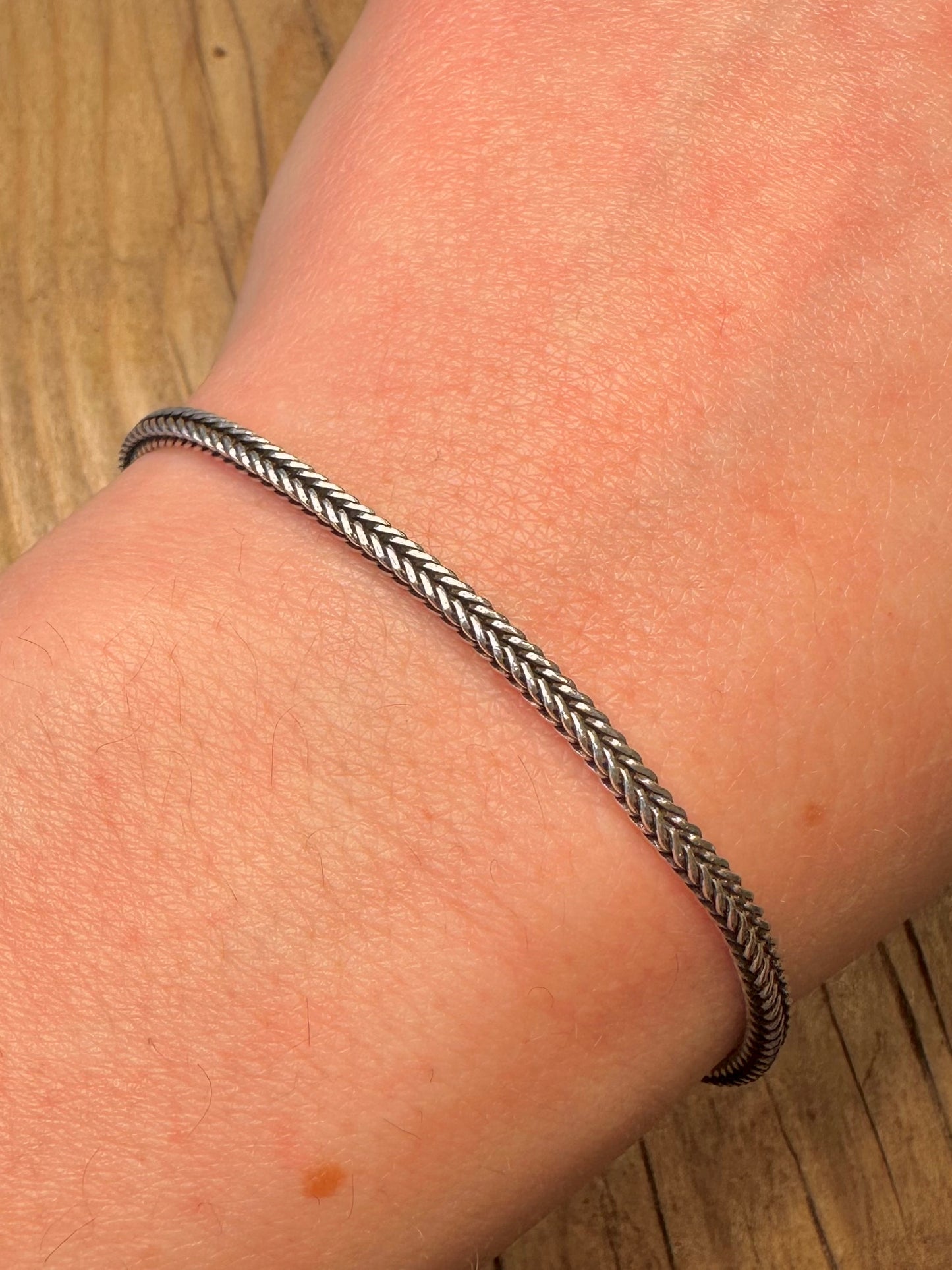 Vintage Fox Tail Chain 925 Sterling Silver 7.4 inch Bracelet