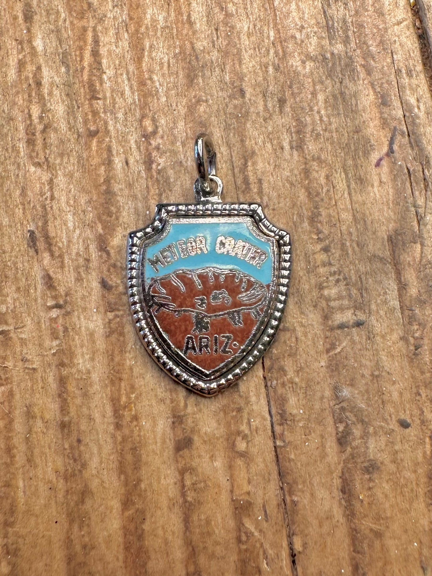 Meteor Crater Arizona Enamel Crest 925 Sterling Silver Charm Pendant