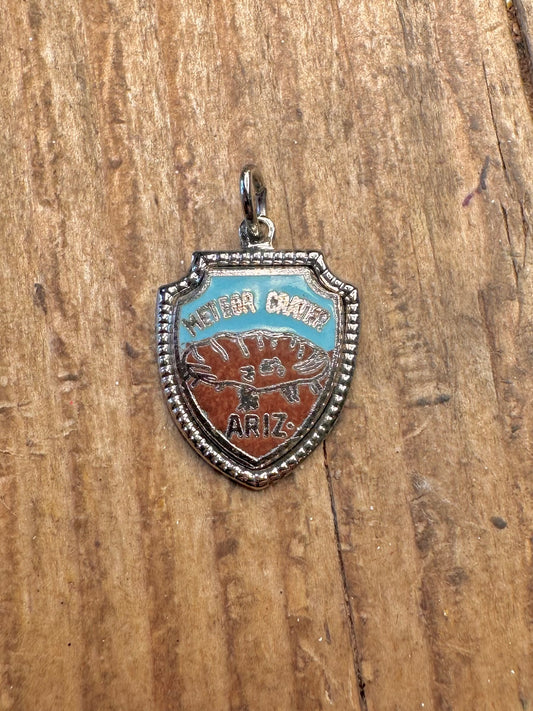 Meteor Crater Arizona Enamel Crest 925 Sterling Silver Charm Pendant