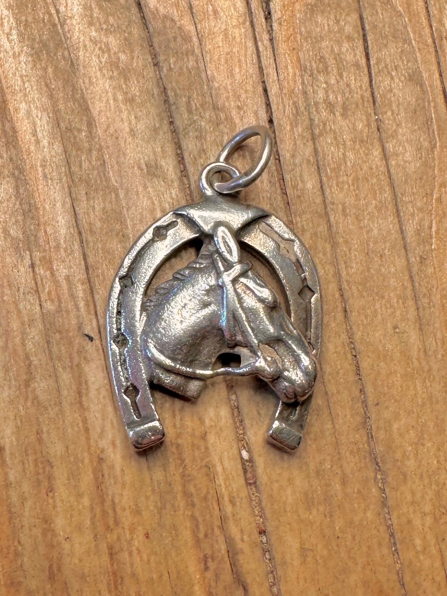 Vintage Horse and Shoe 925 Sterling Silver Pendant
