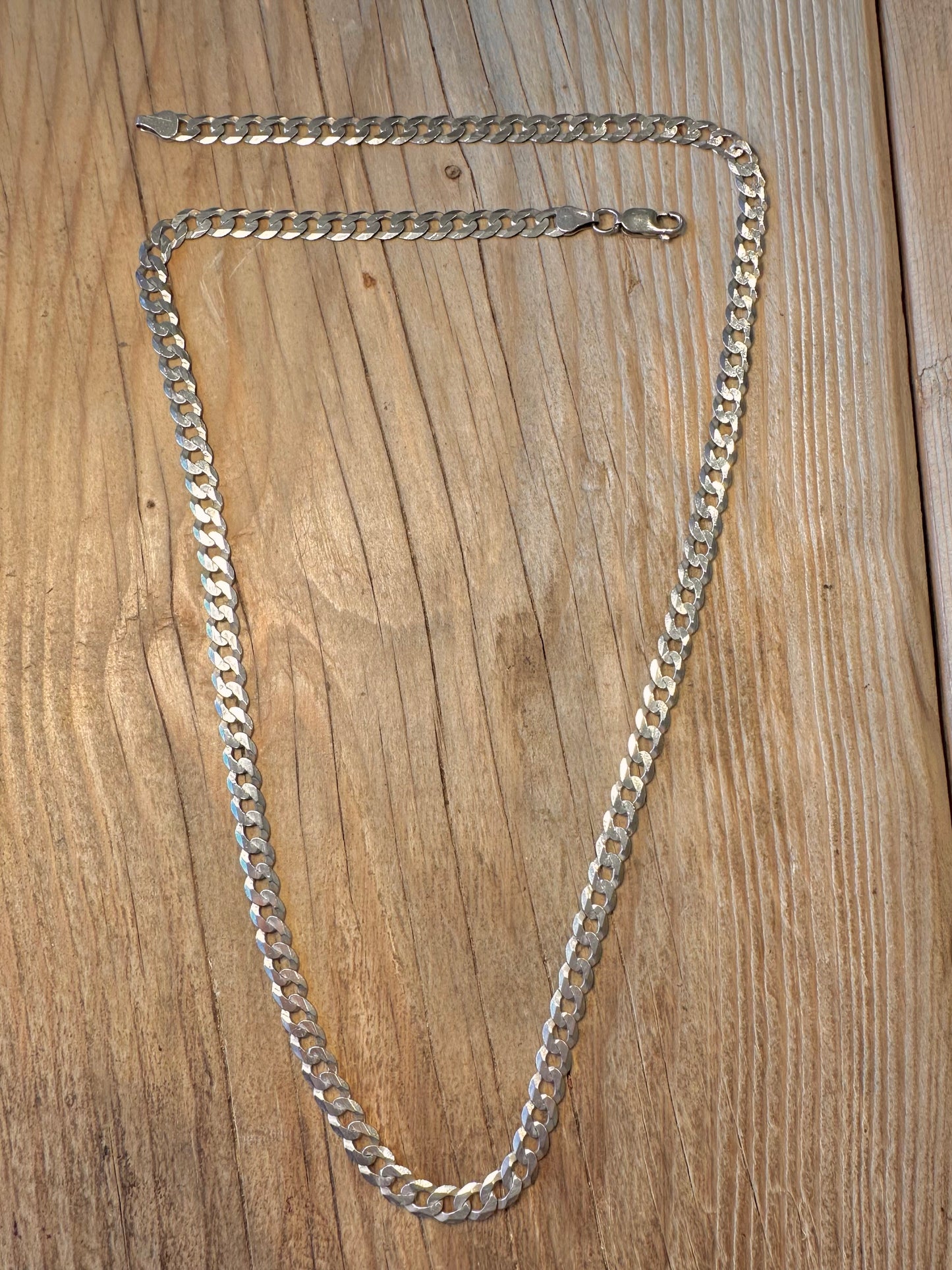 Vintage Flache Panzerkette Italien 925 Sterlingsilber 63,5 cm Halskette