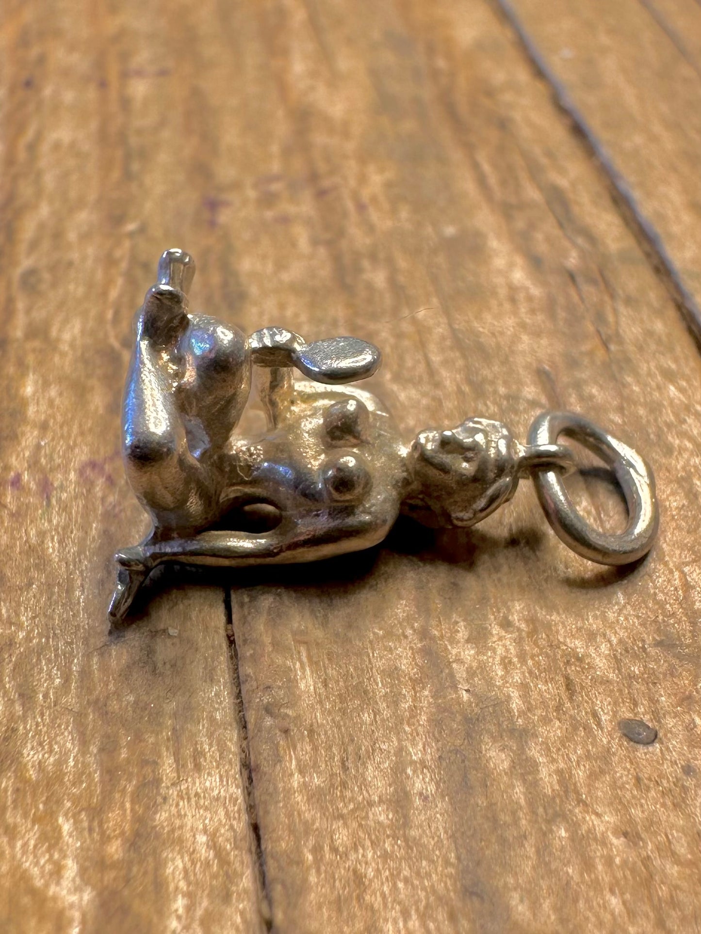 Damen sitzen mit Spiegel 925 Sterling Silber Charm-Anhänger