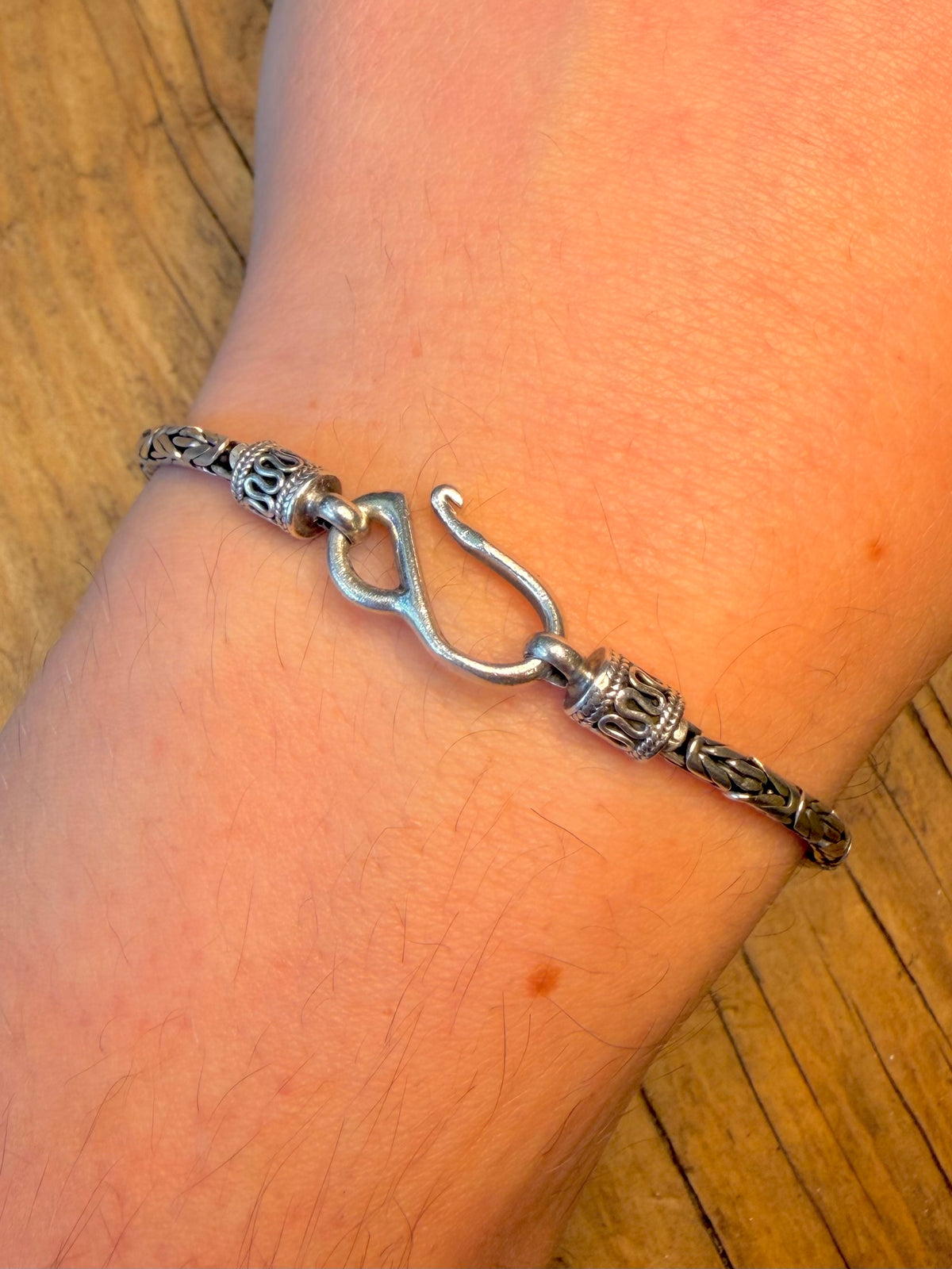 Byzantine Link Hook Clasp 925 Sterling 7.5 inch Bracelet