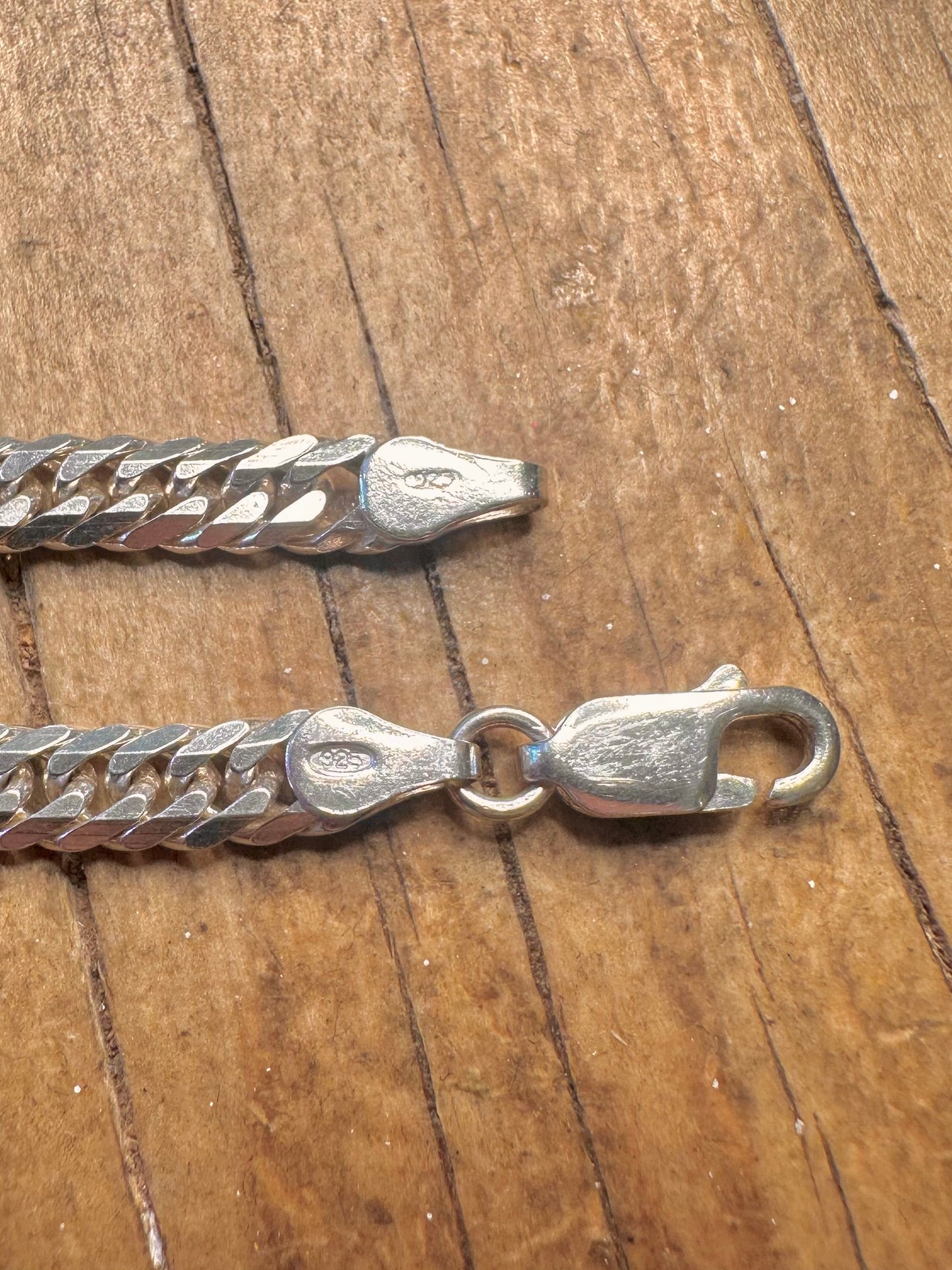 Halskette aus geschlossener Gliederkette, 925er Sterlingsilber, 39,6 cm