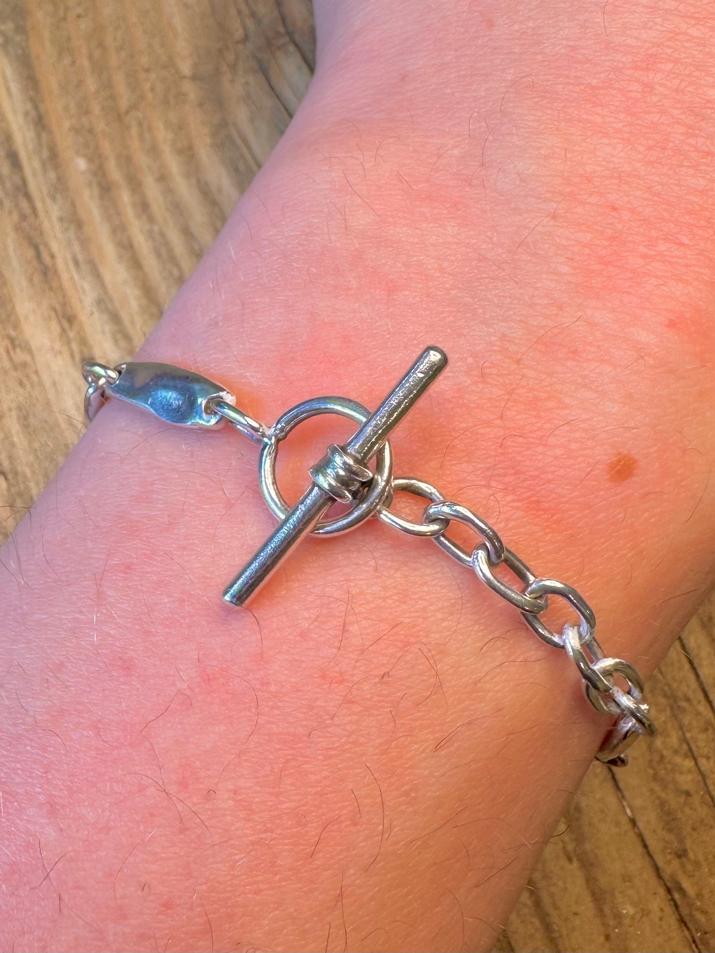 Abstract 1997 Organic Bars T Bar Clasp 925 Sterling Silver 8 inch Bracelet