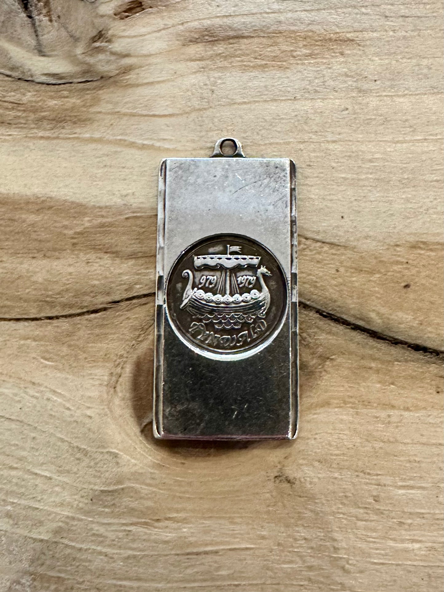 Vintage Nordic Tynwald 1979 Rectangle 925 Silver Pendant